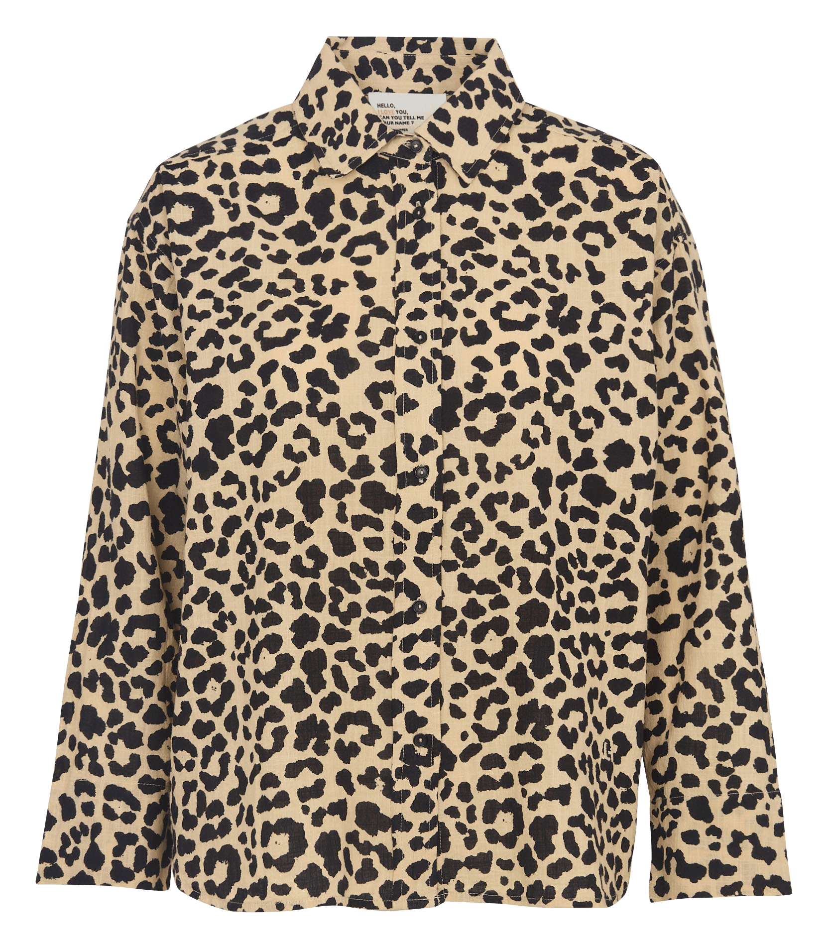 Leopard print button-down shirt in cotton LEON & HARPER Brown