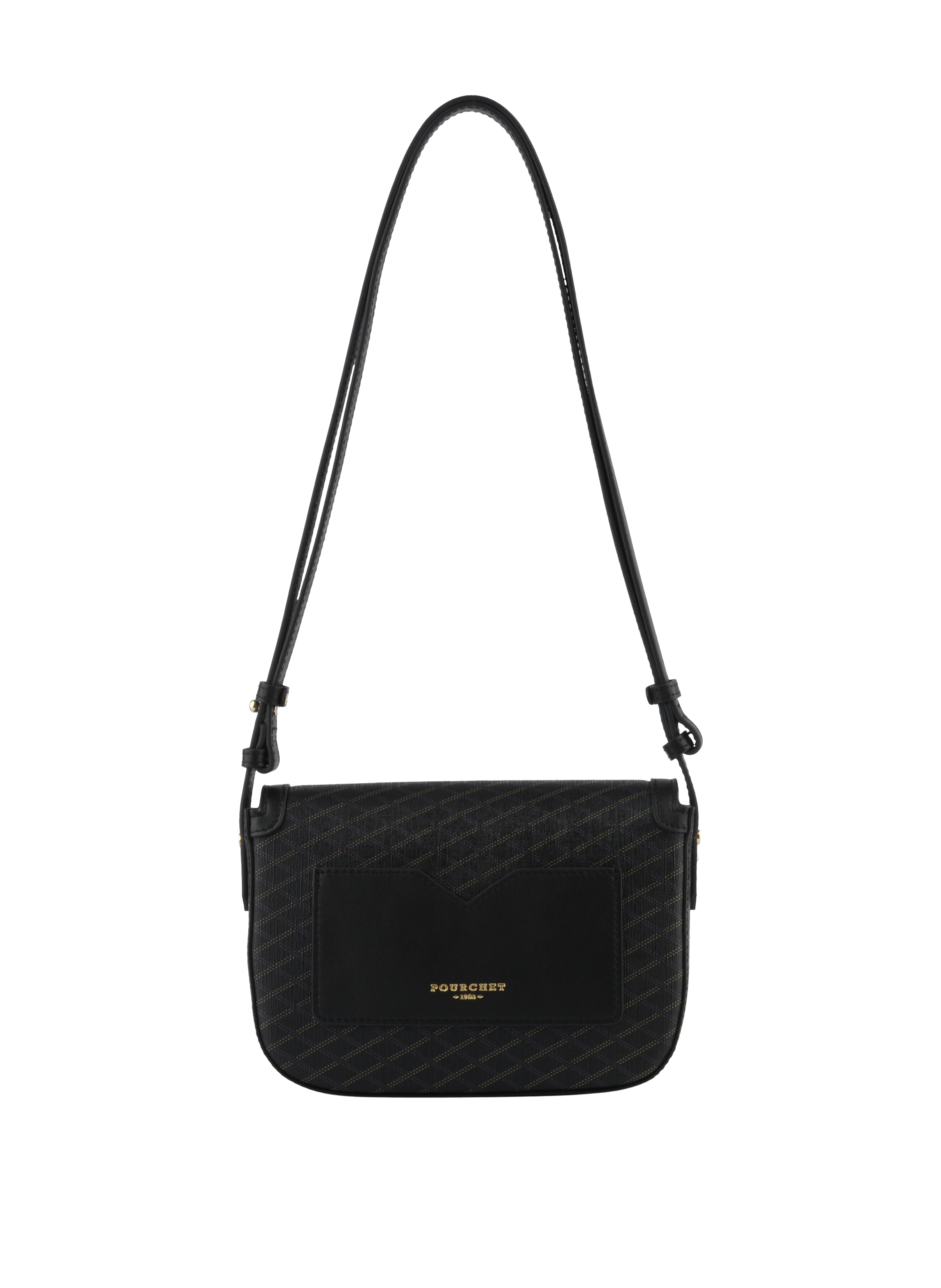 Coated canvas shoulder bag POURCHET Black