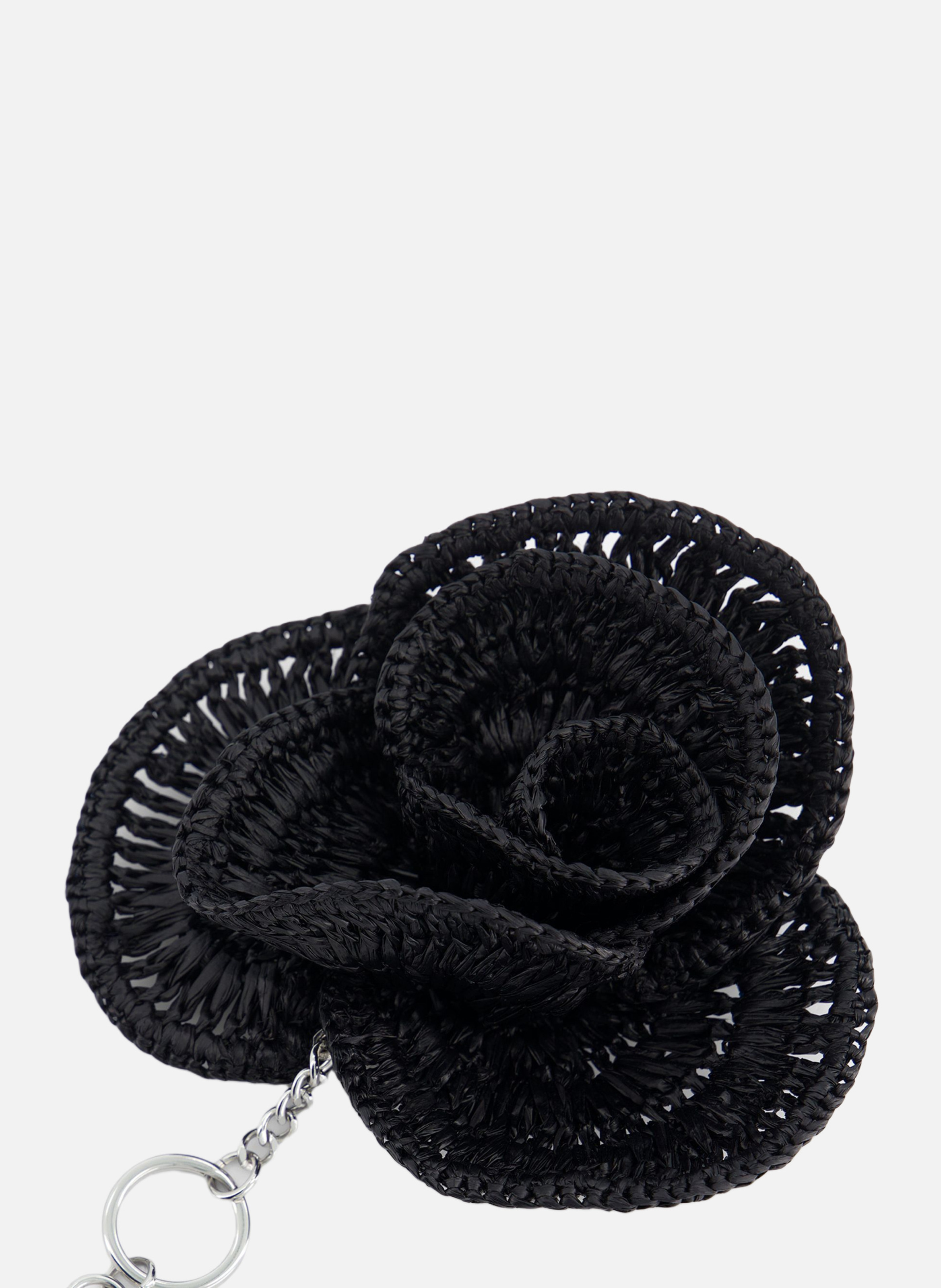 Raffia flower bag charm THE KOOPLES Black