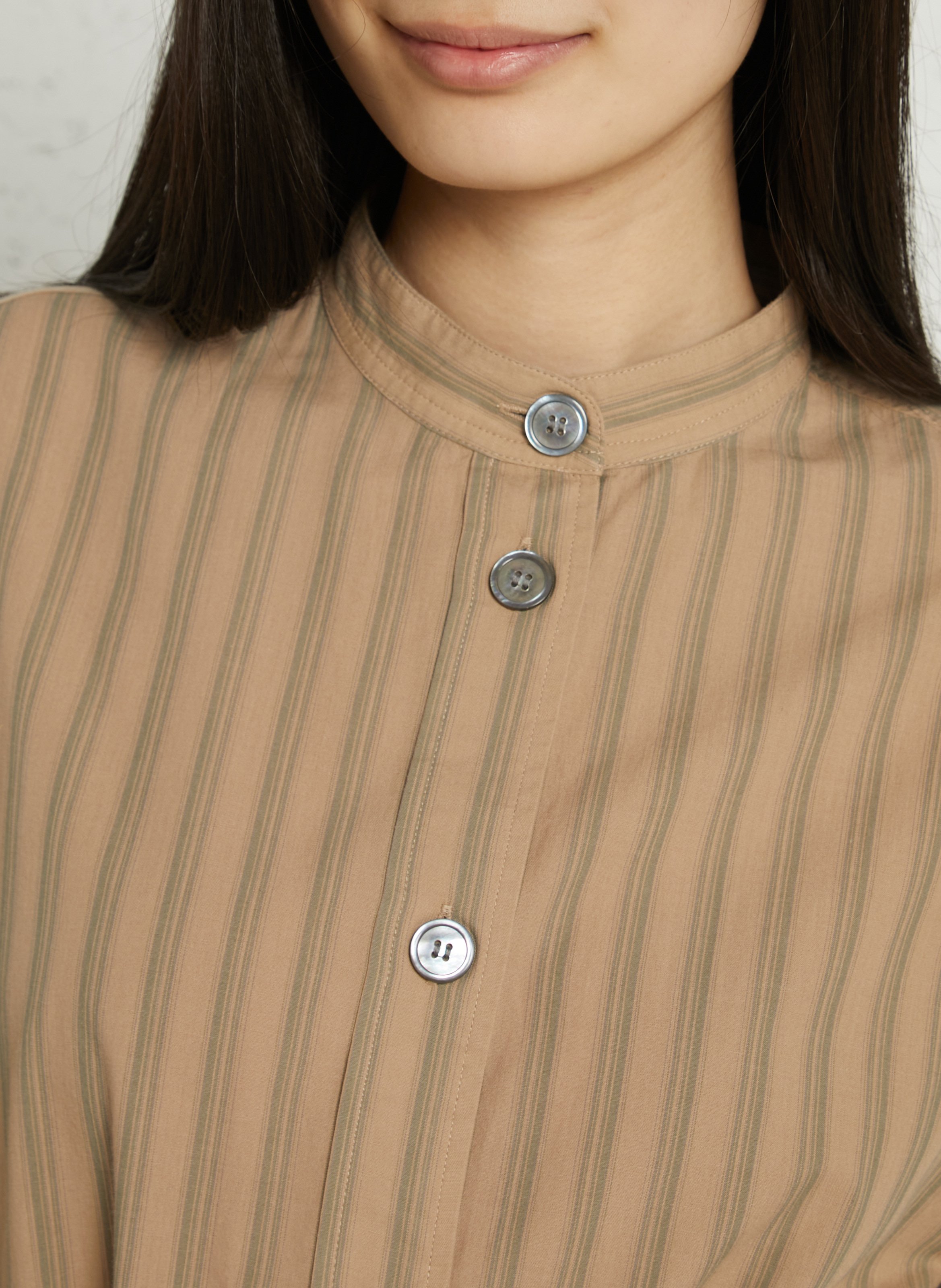 Midi-Kleid mit Mao-Kragen aus Baumwolle SOEUR Beige