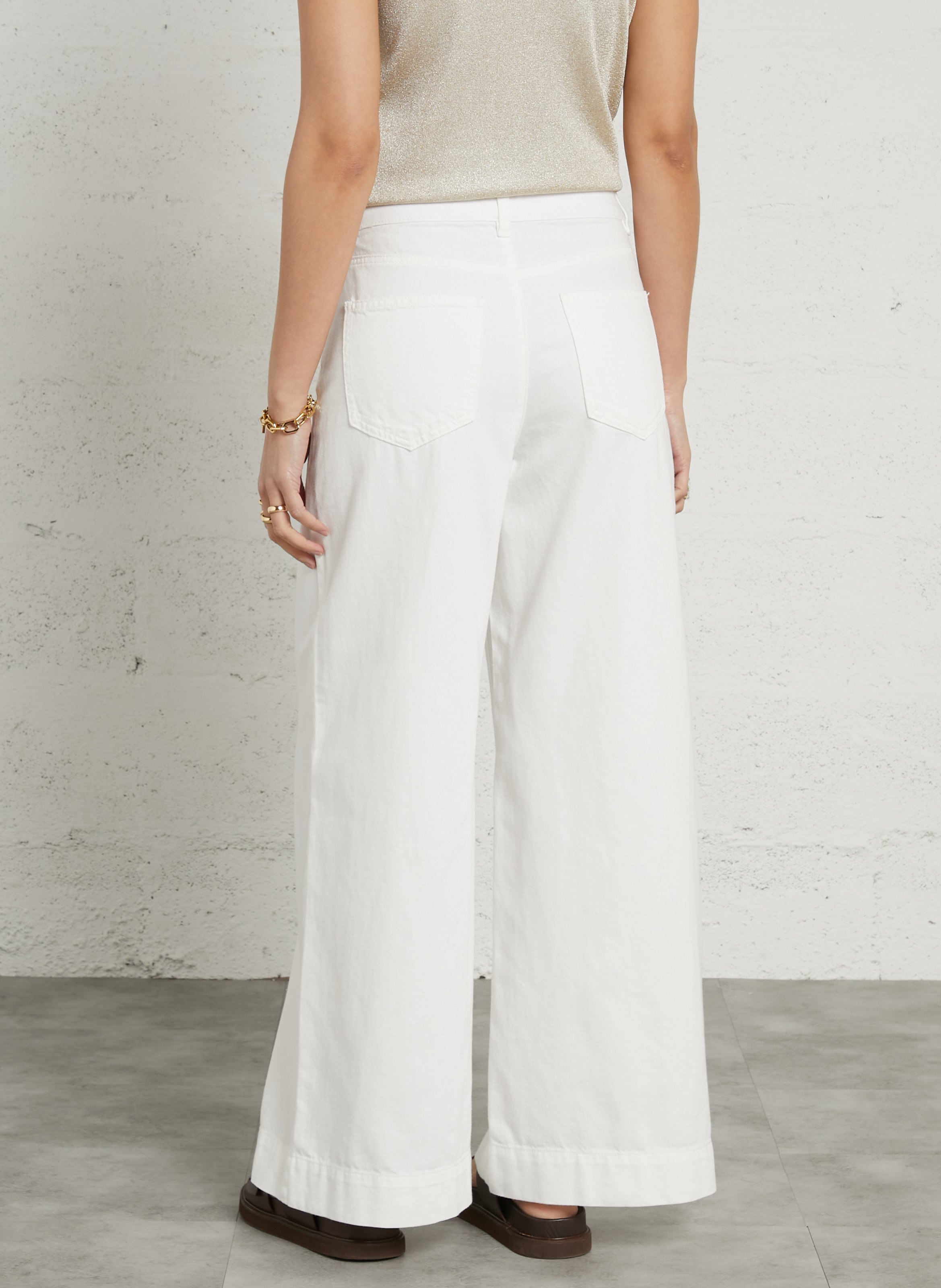 Wide-leg cotton jeans MAISON 123 White