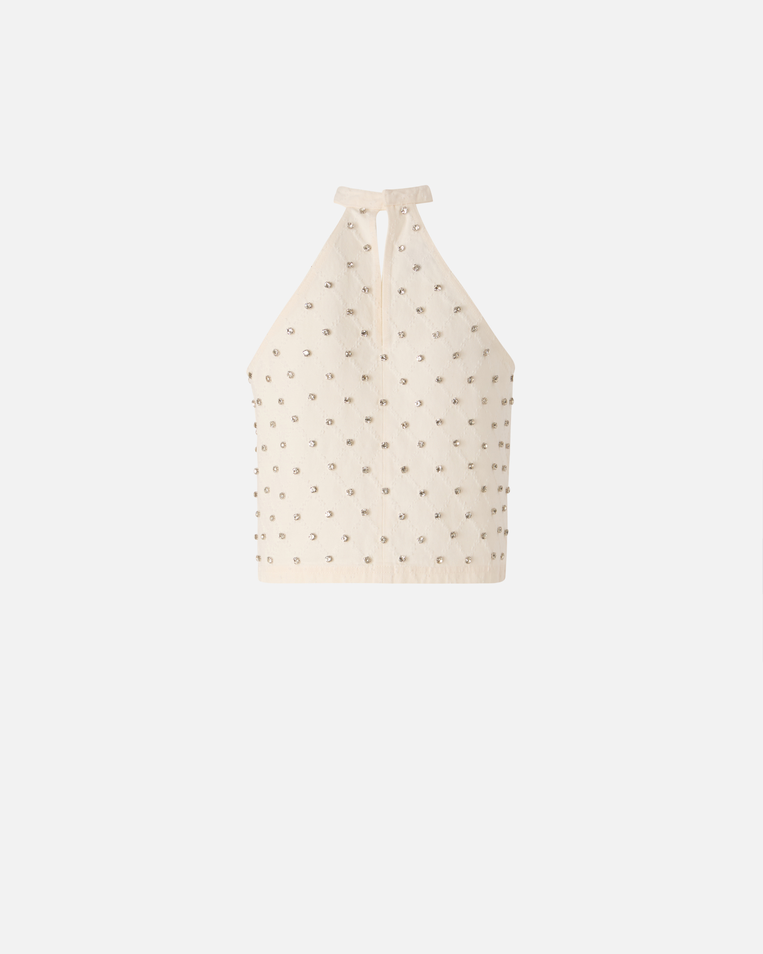 Top à encolure américaine avec motif losanges et strass PINKO Blanc