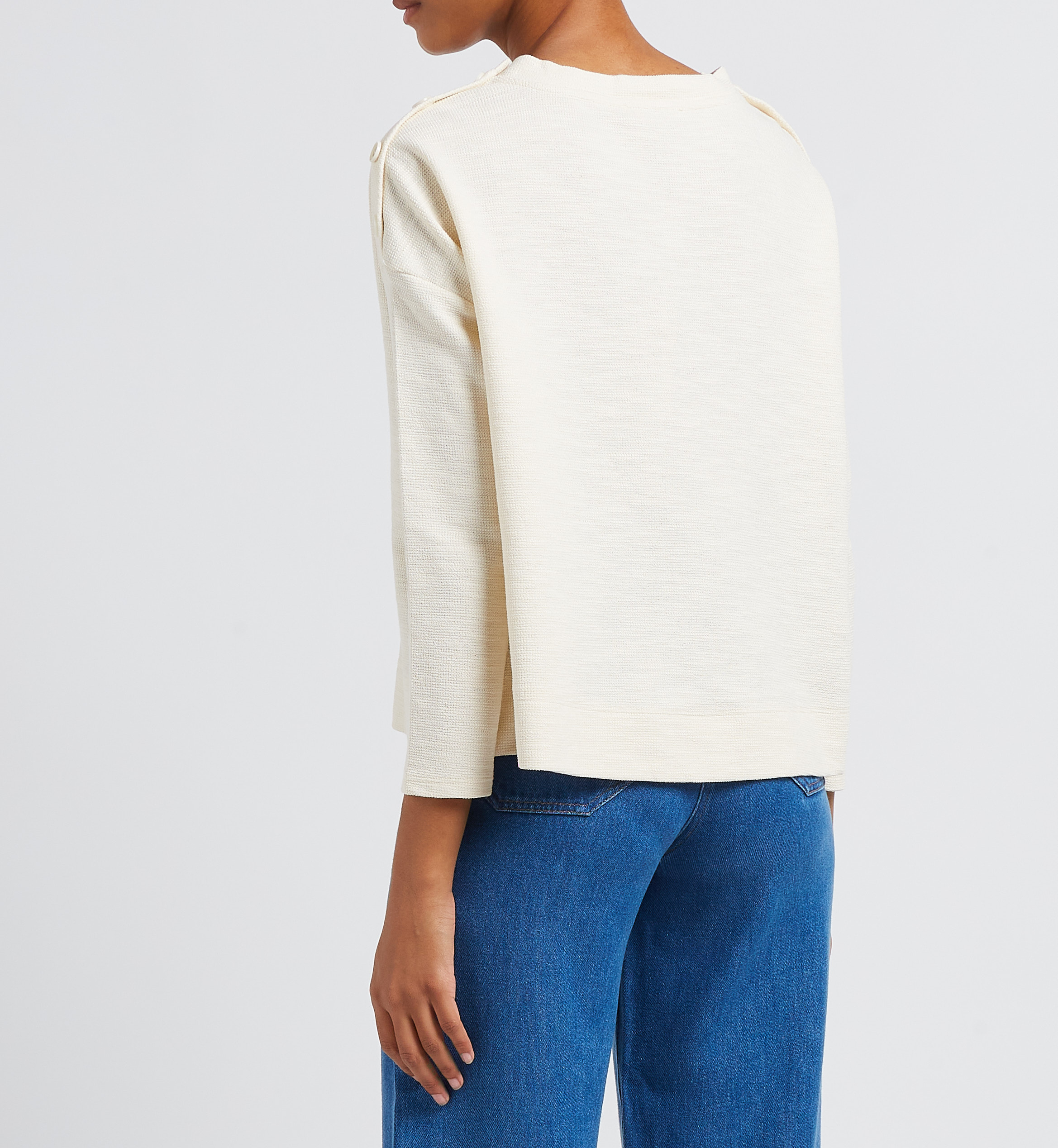 Pull fin col rond en coton mélangé SESSUN Beige