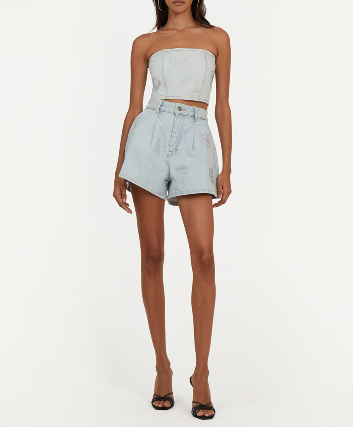 Kurze Jeansshorts aus Baumwolle ROTATE Blau