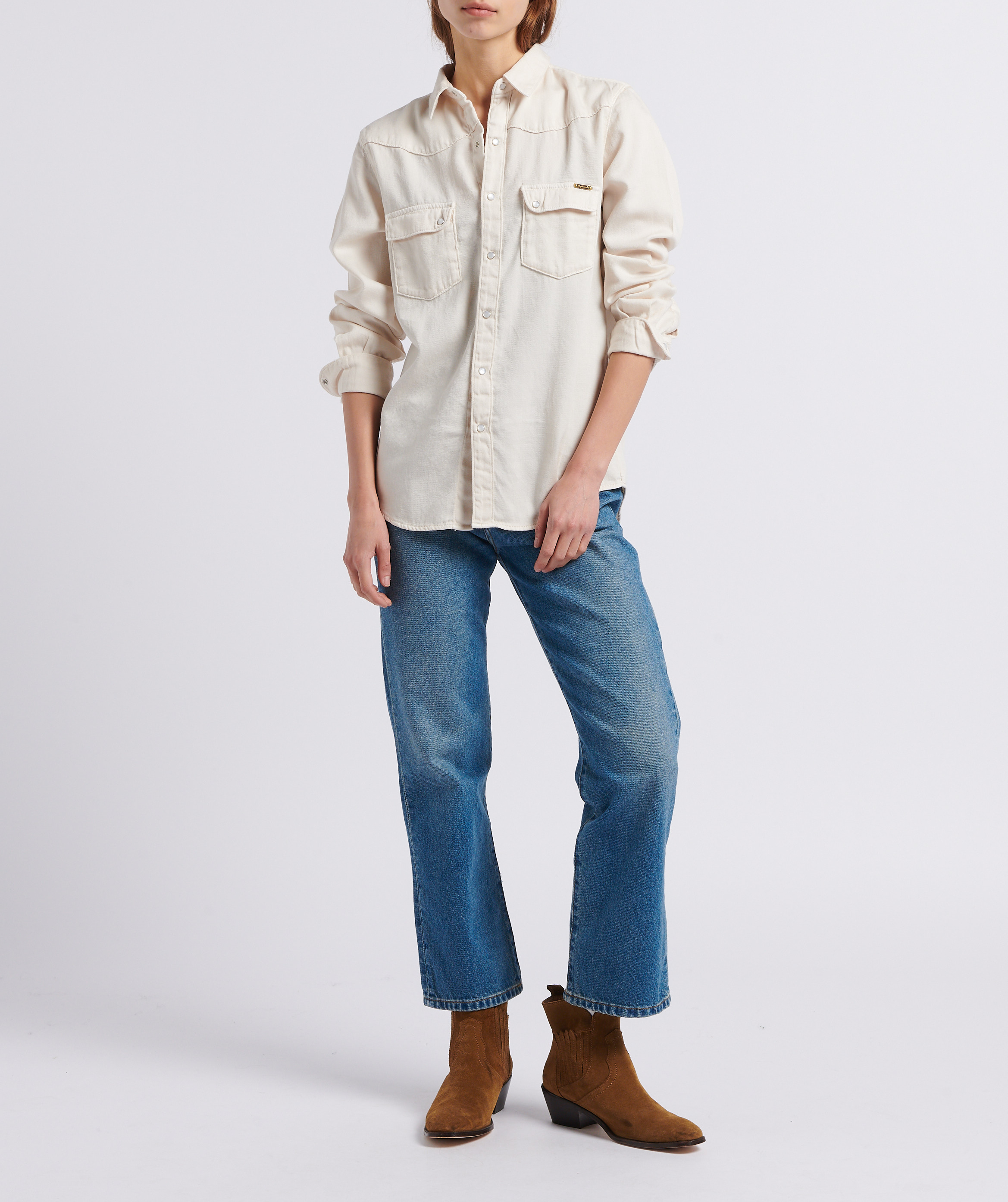 Katoenen blouse met klassieke kraag ACQUAVERDE Wit