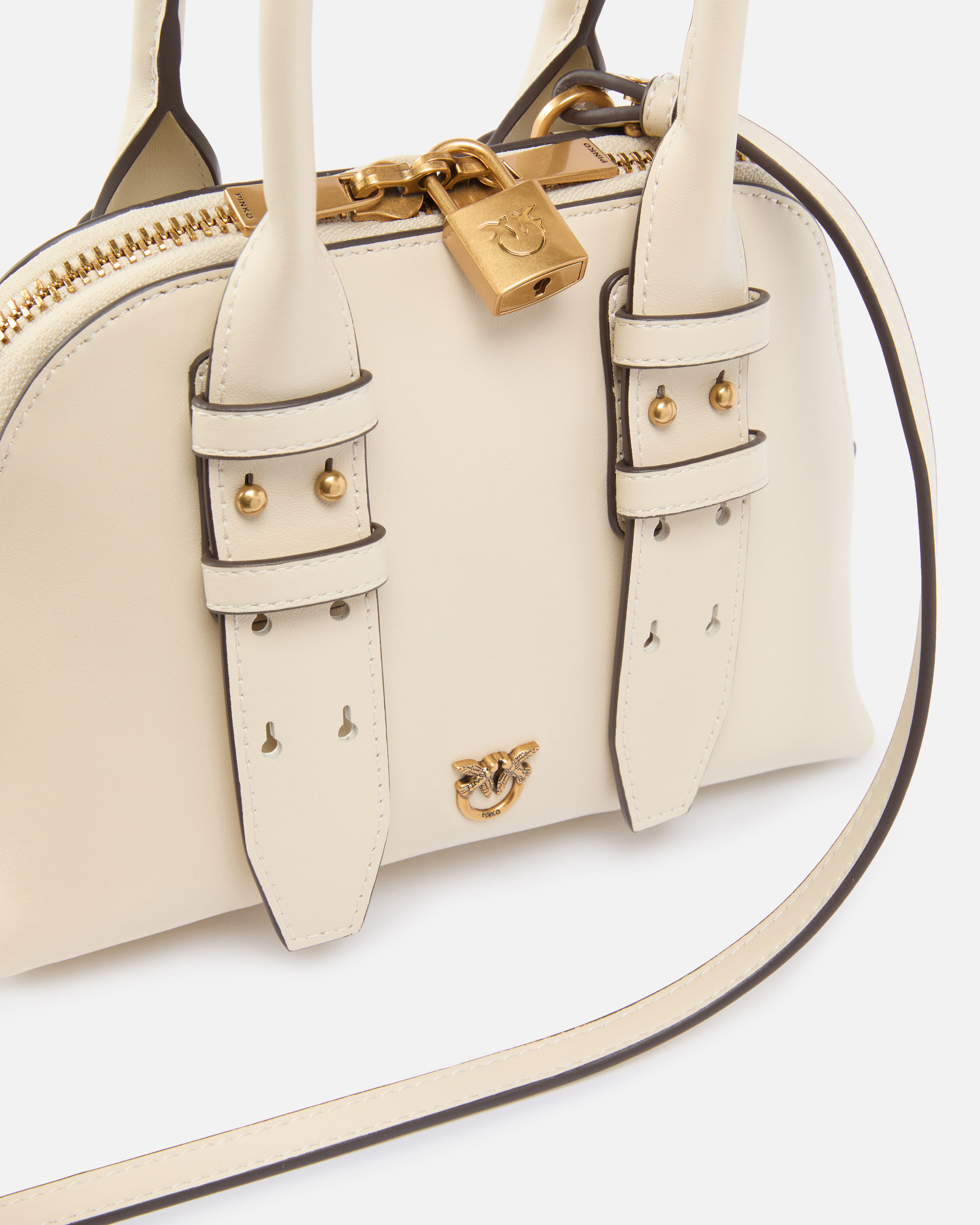 Sac bowling mini escape bag en cuir PINKO Blanc