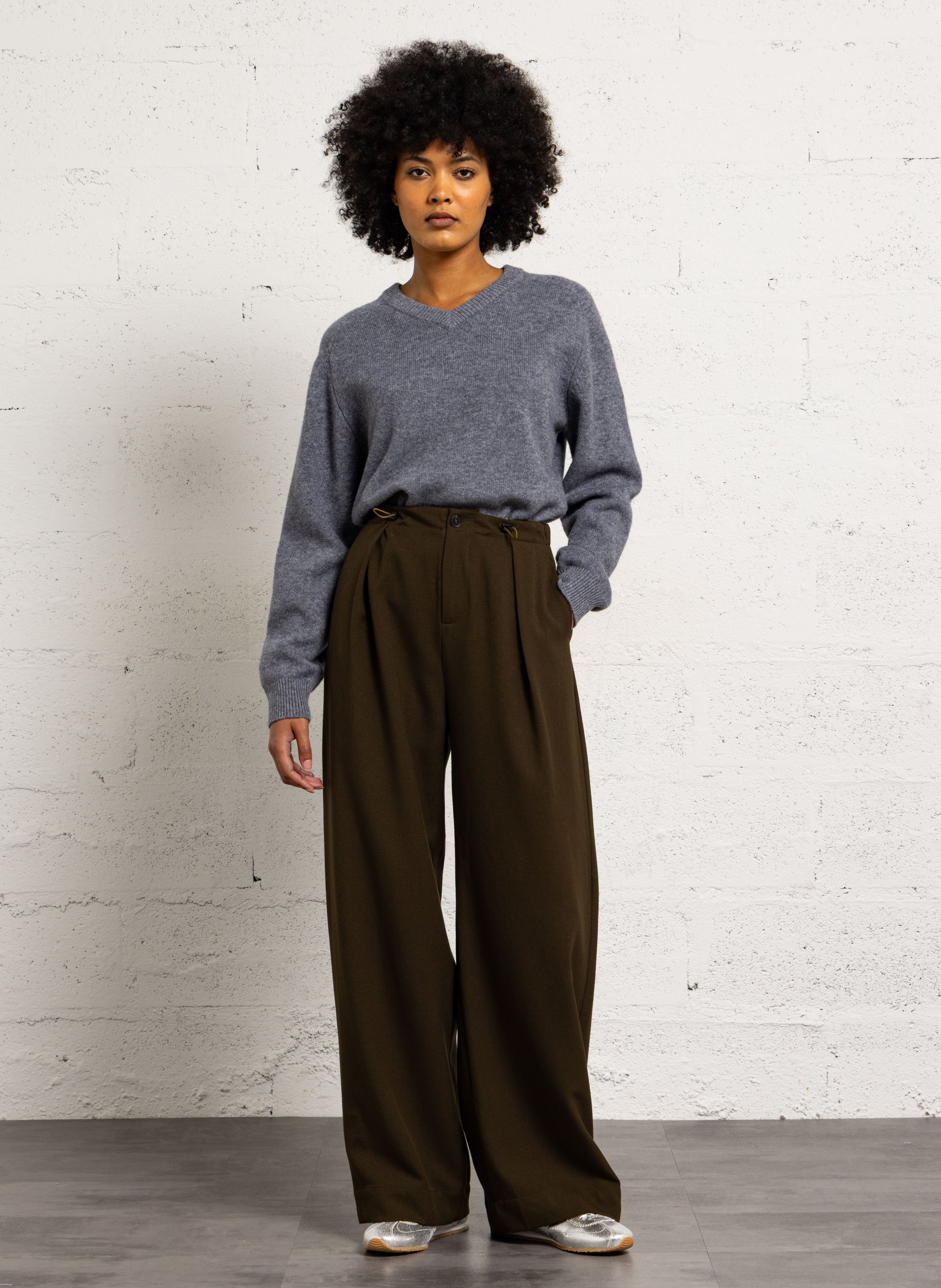 Wide trousers SUNCOO Khaki
