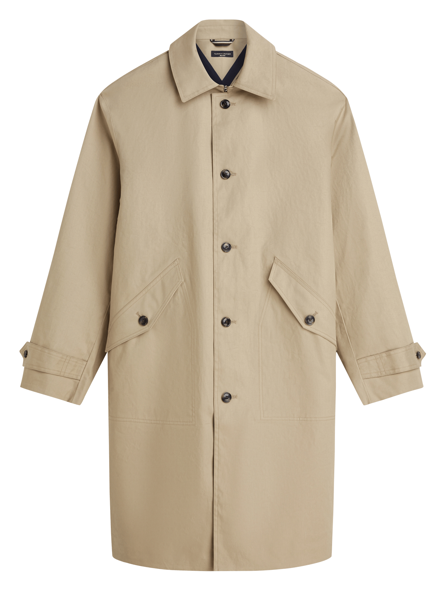 Knopfverschluss Mantel in mittlerer Länge uni | Khaki TOMMY HILFIGER Herren