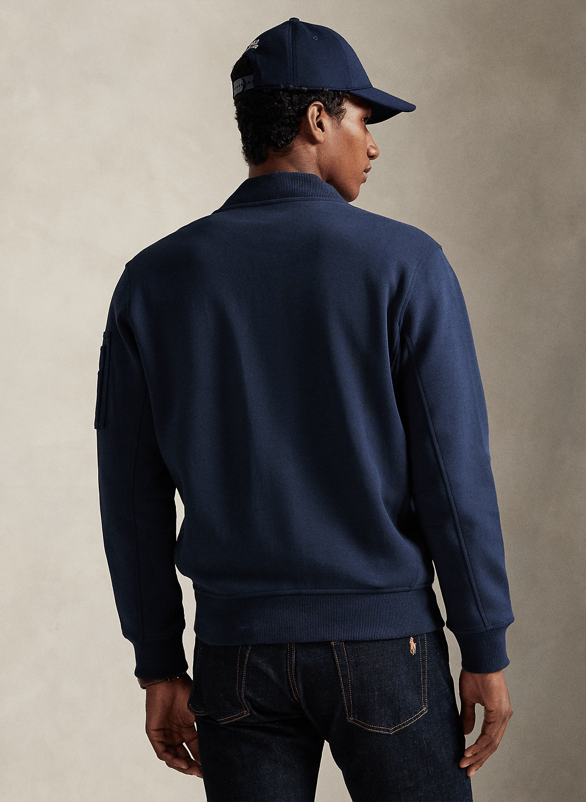 Round-neck cotton-blend jacket POLO RALPH LAUREN Blue