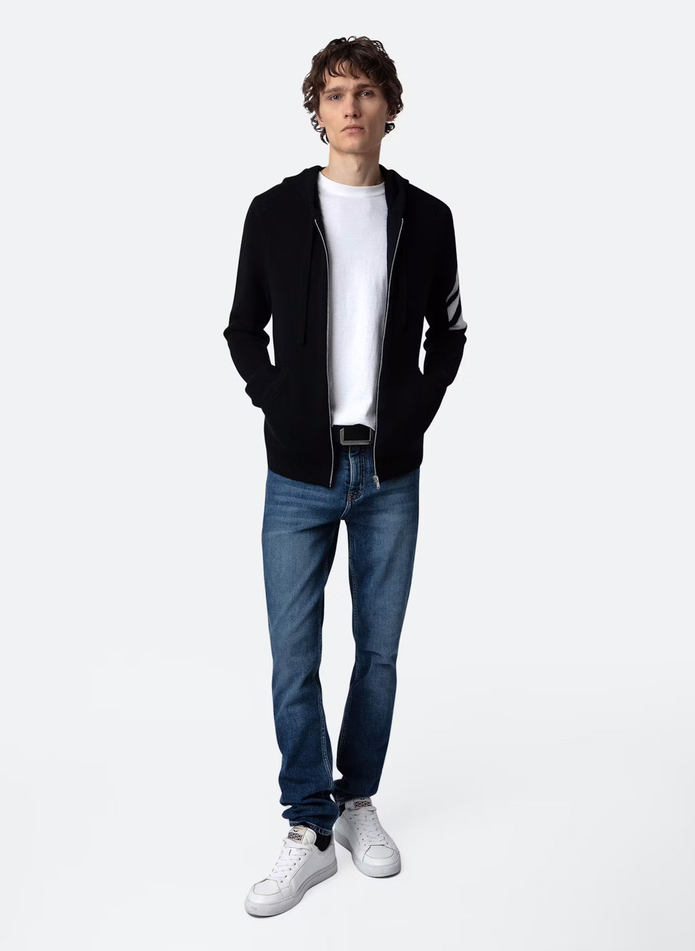 Reißverschluss-Strickjacke mit Kapuze aus Kaschmir ZADIG&VOLTAIRE Schwarz