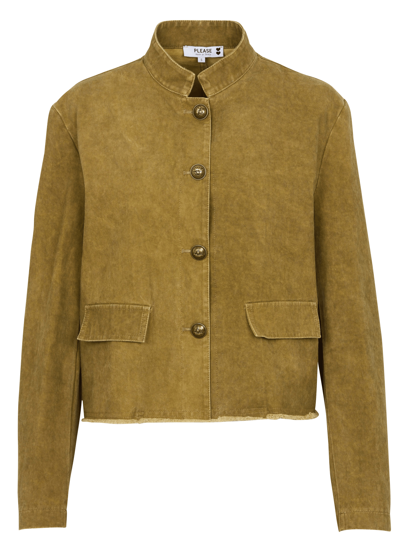 Cotton Mao Collar Jacket PLEASE Khaki