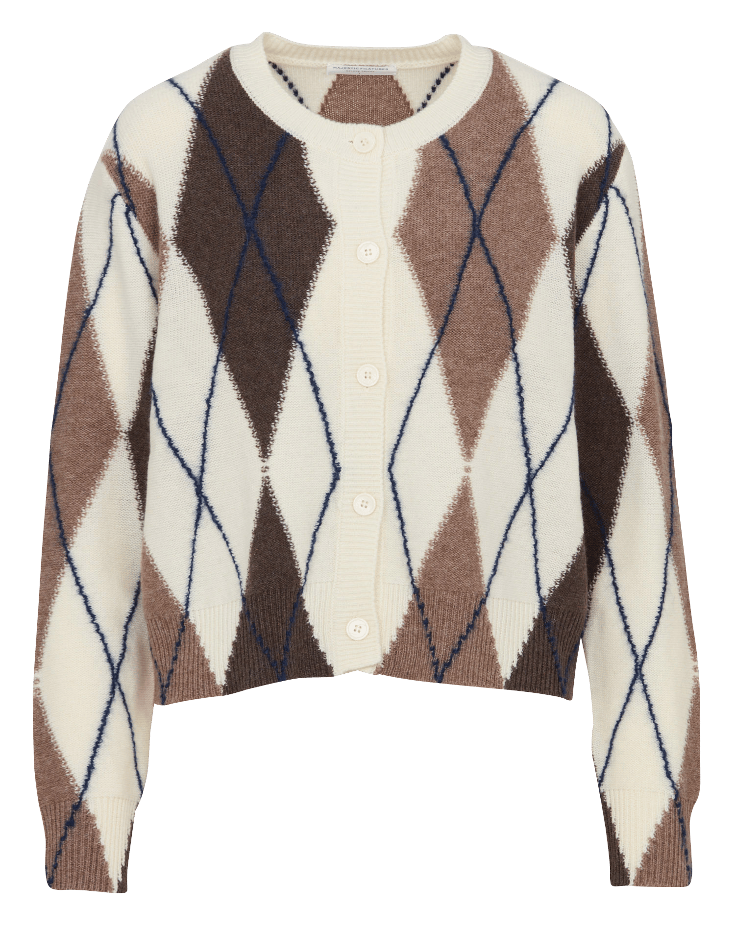 Cardigan droit en laine et cachemire MAJESTIC FILATURES Beige