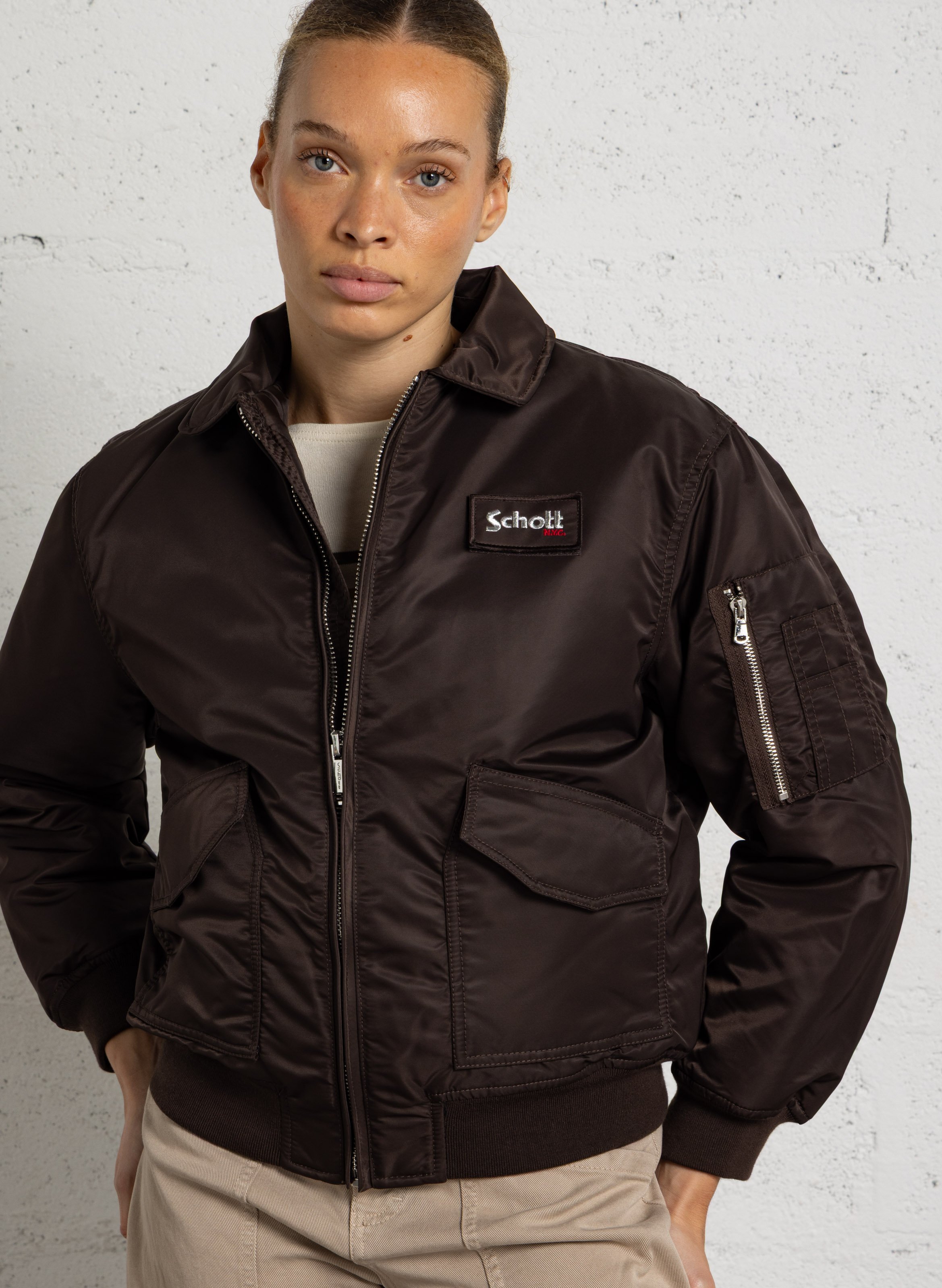 Oversize-Blouson mit Reißverschluss SCHOTT Braun