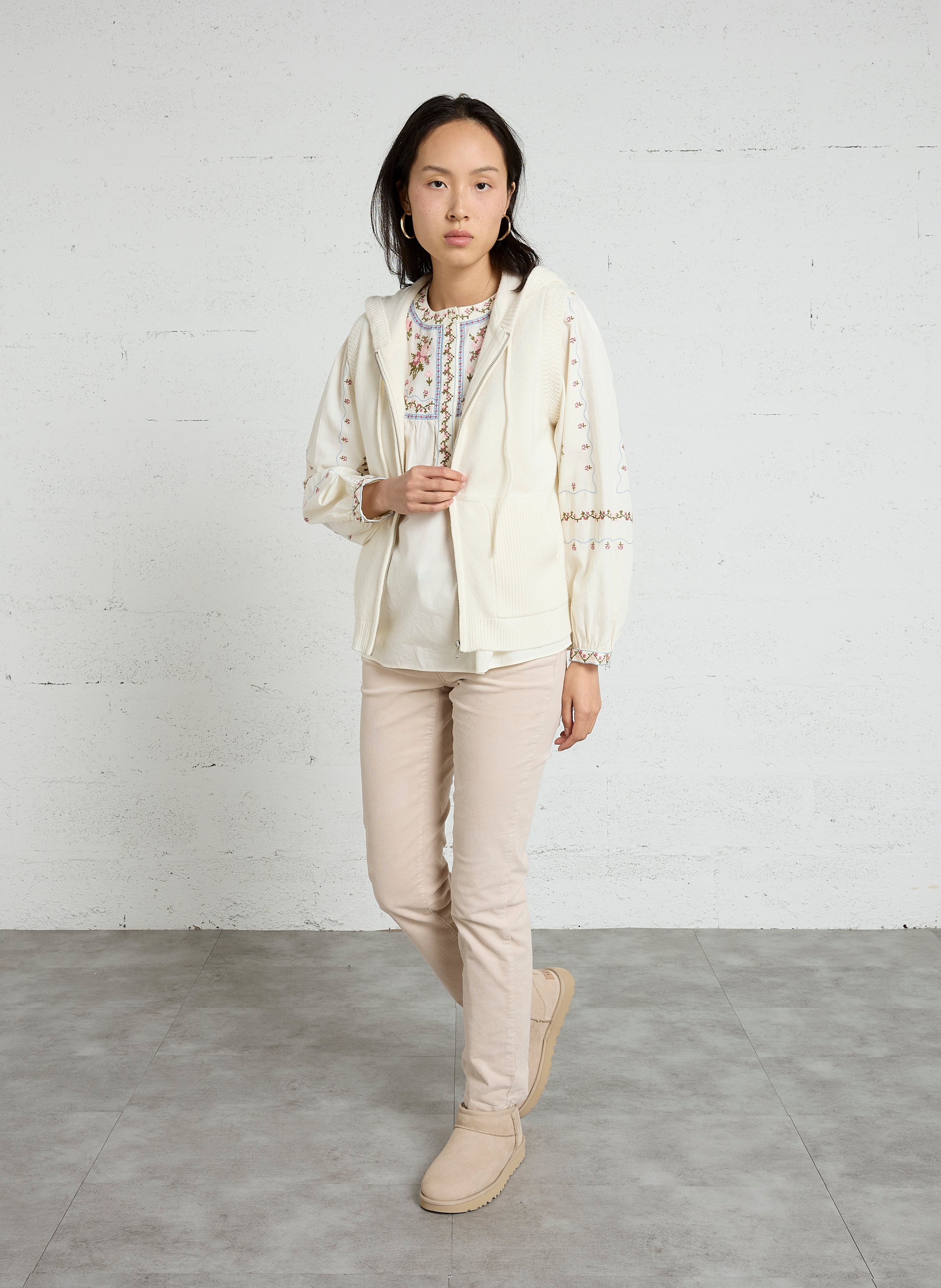 Sleeveless hooded wool cardigan SUD EXPRESS White
