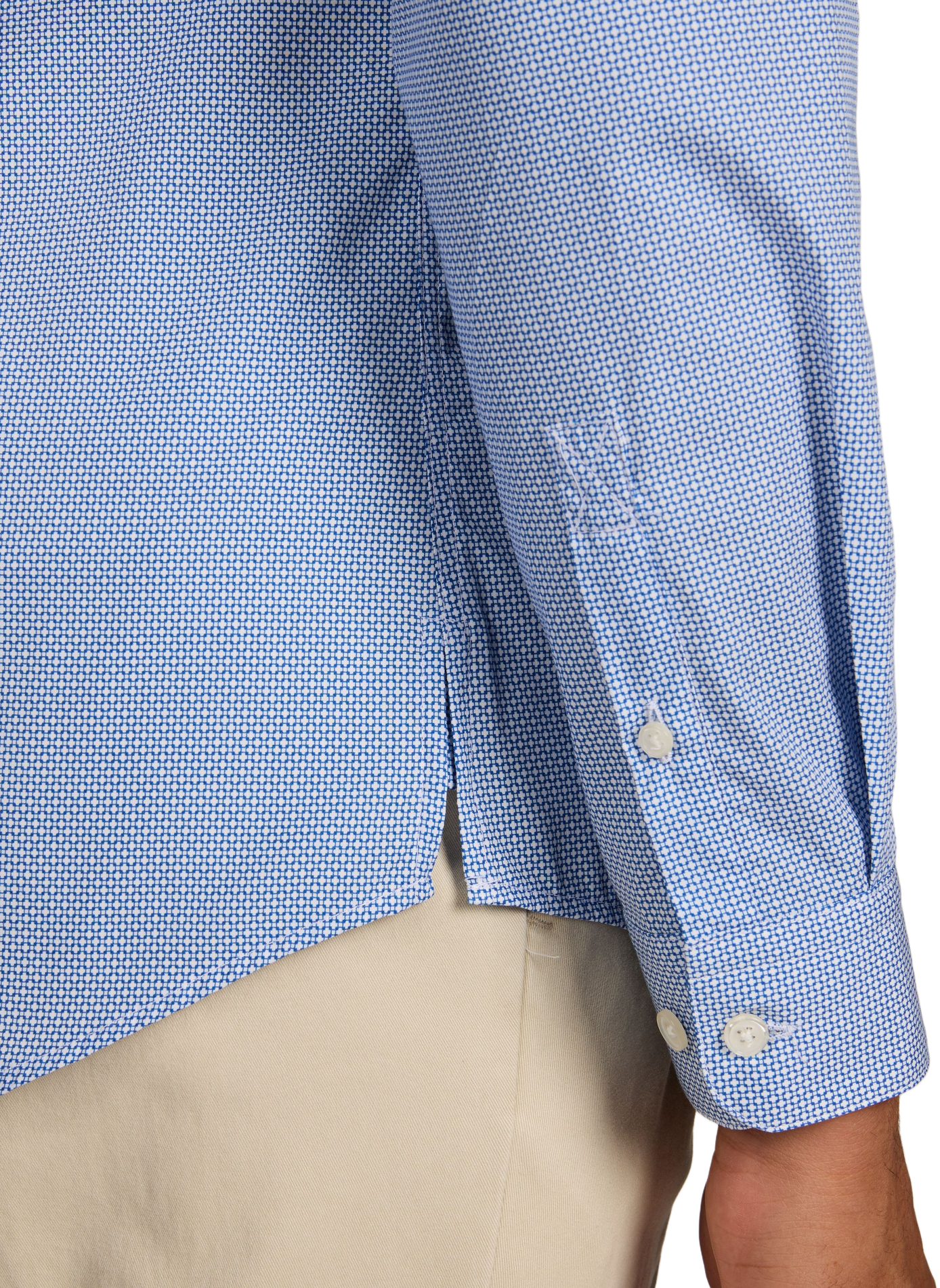 Slim-fit shirt with classic collar in printed cotton icro-s AU PRINTEMPS PARIS Blue