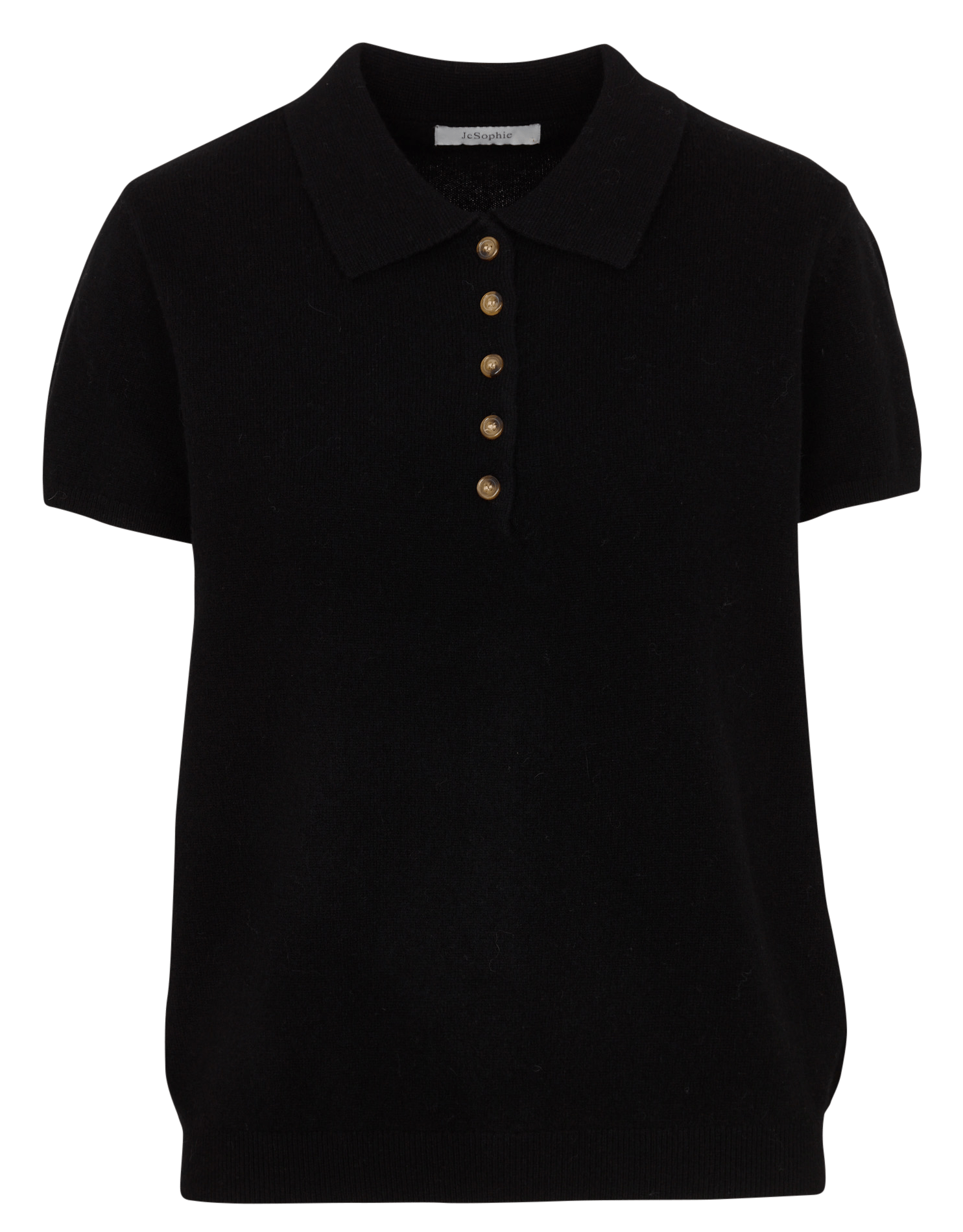 Buttoned polo-collar wool sweater JC SOPHIE Black