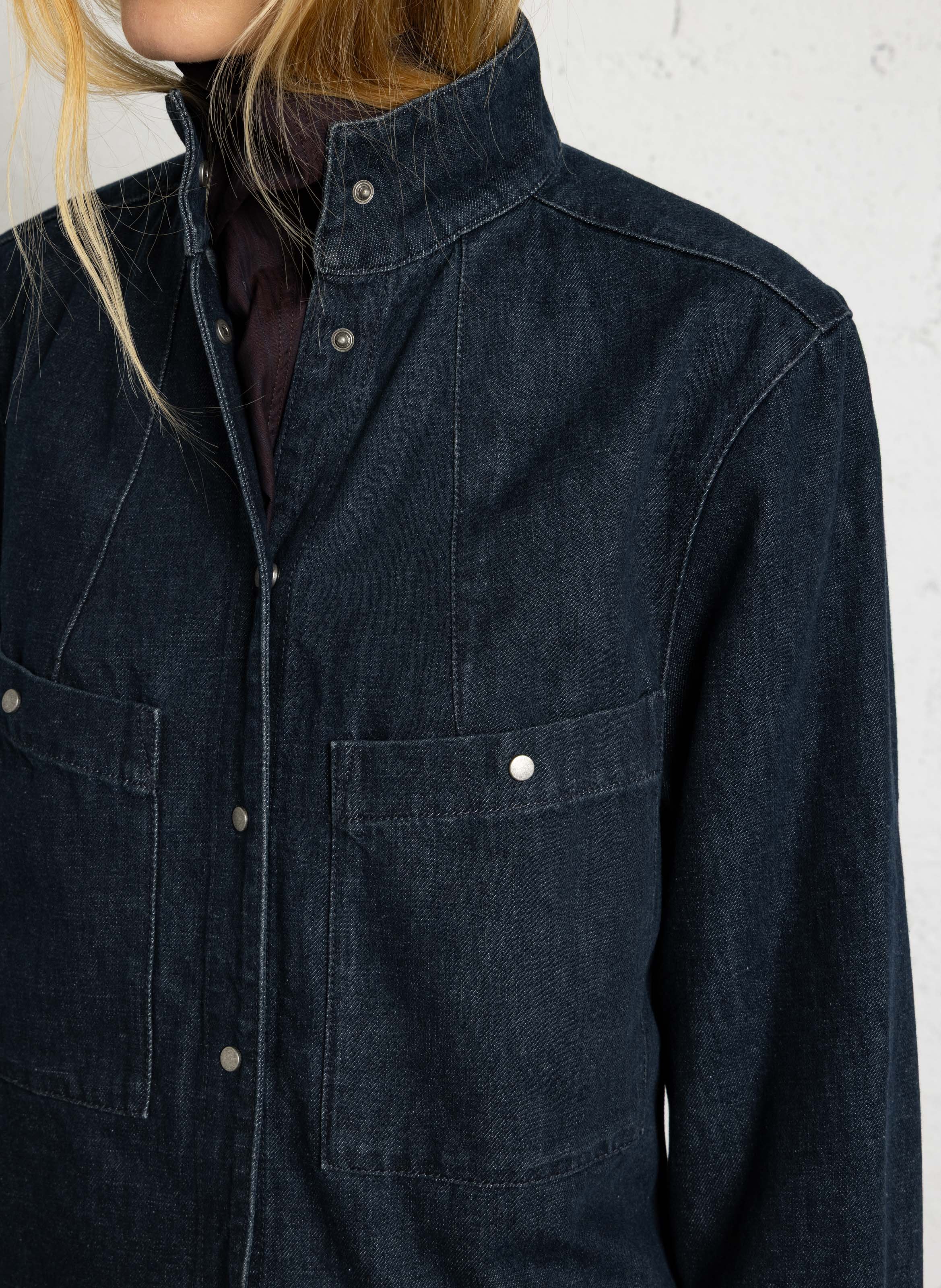Straight-fit shirt in recycled cotton blend denim SOEUR Blue