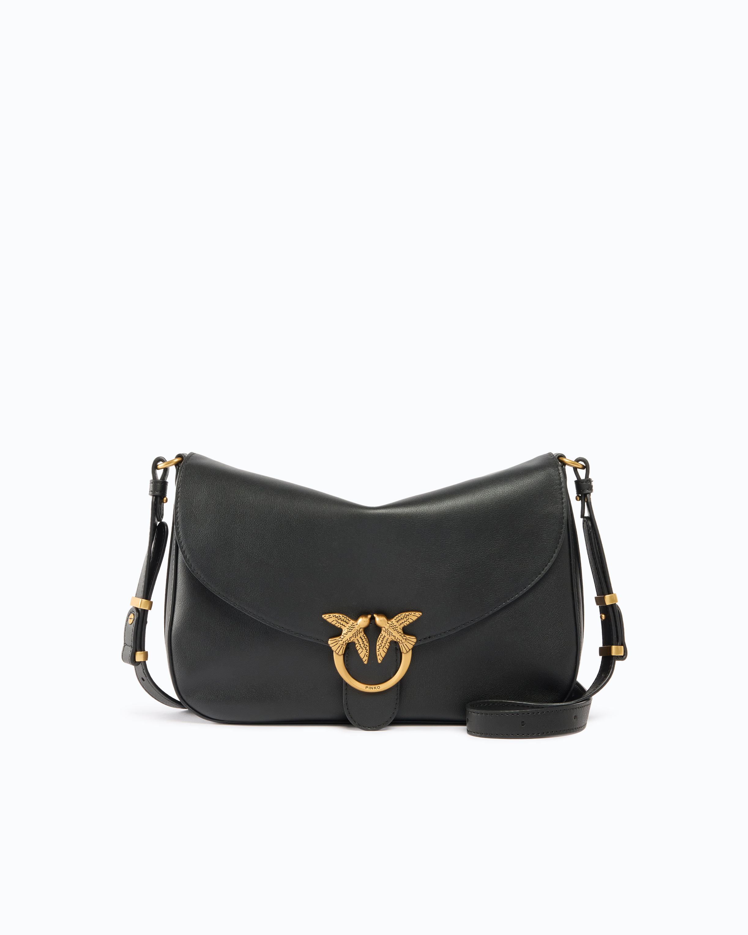 Sac moyen en cuir avec boucle love birds diamond cut PINKO Noir