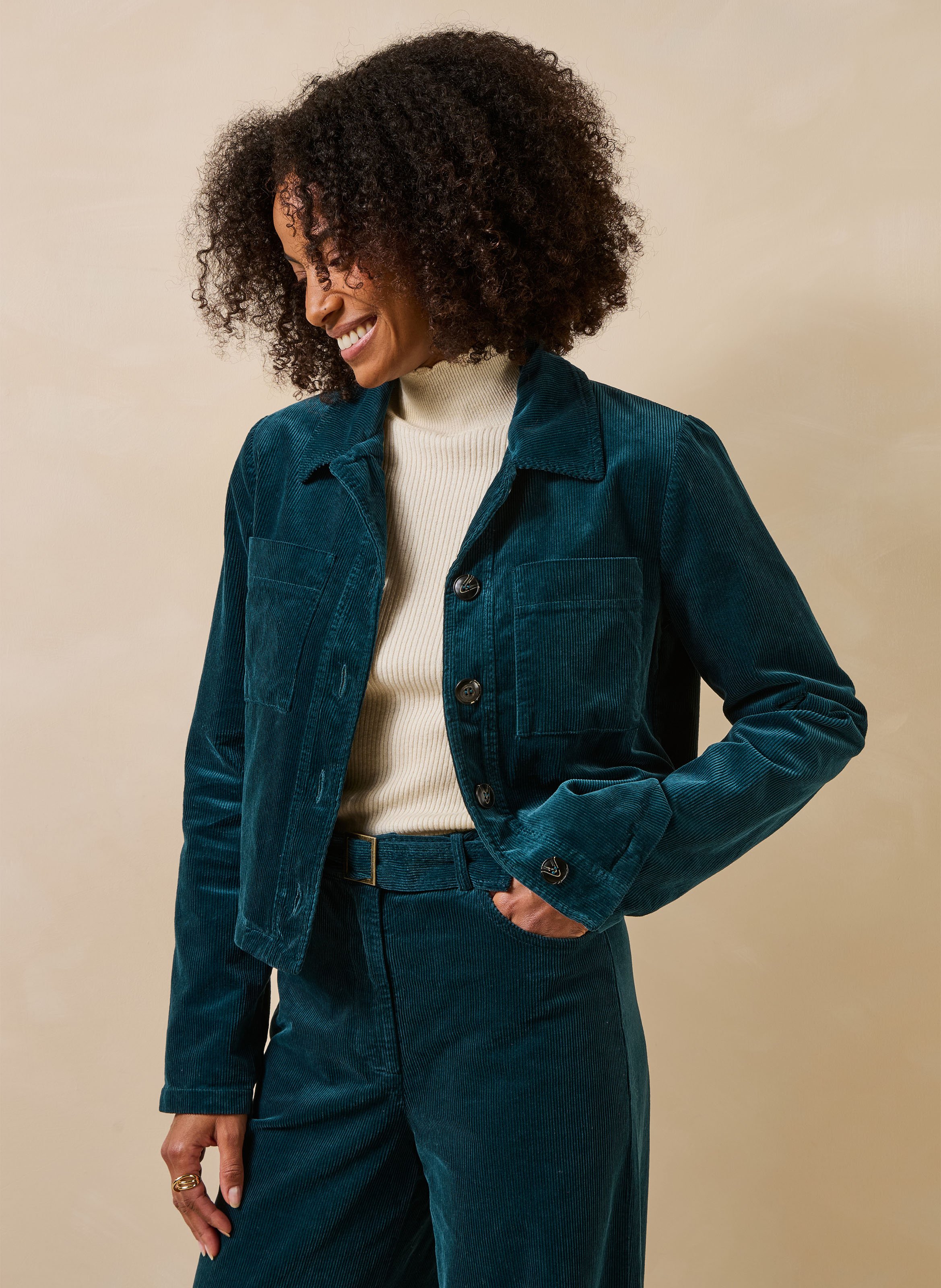 Kurze Jacke aus Baumwollmischung in Cordoptik LA FEE MARABOUTEE Blau