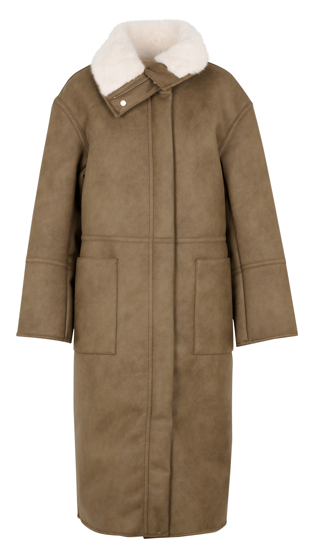 Manteau long zippé à col montant ZAPA Kaki