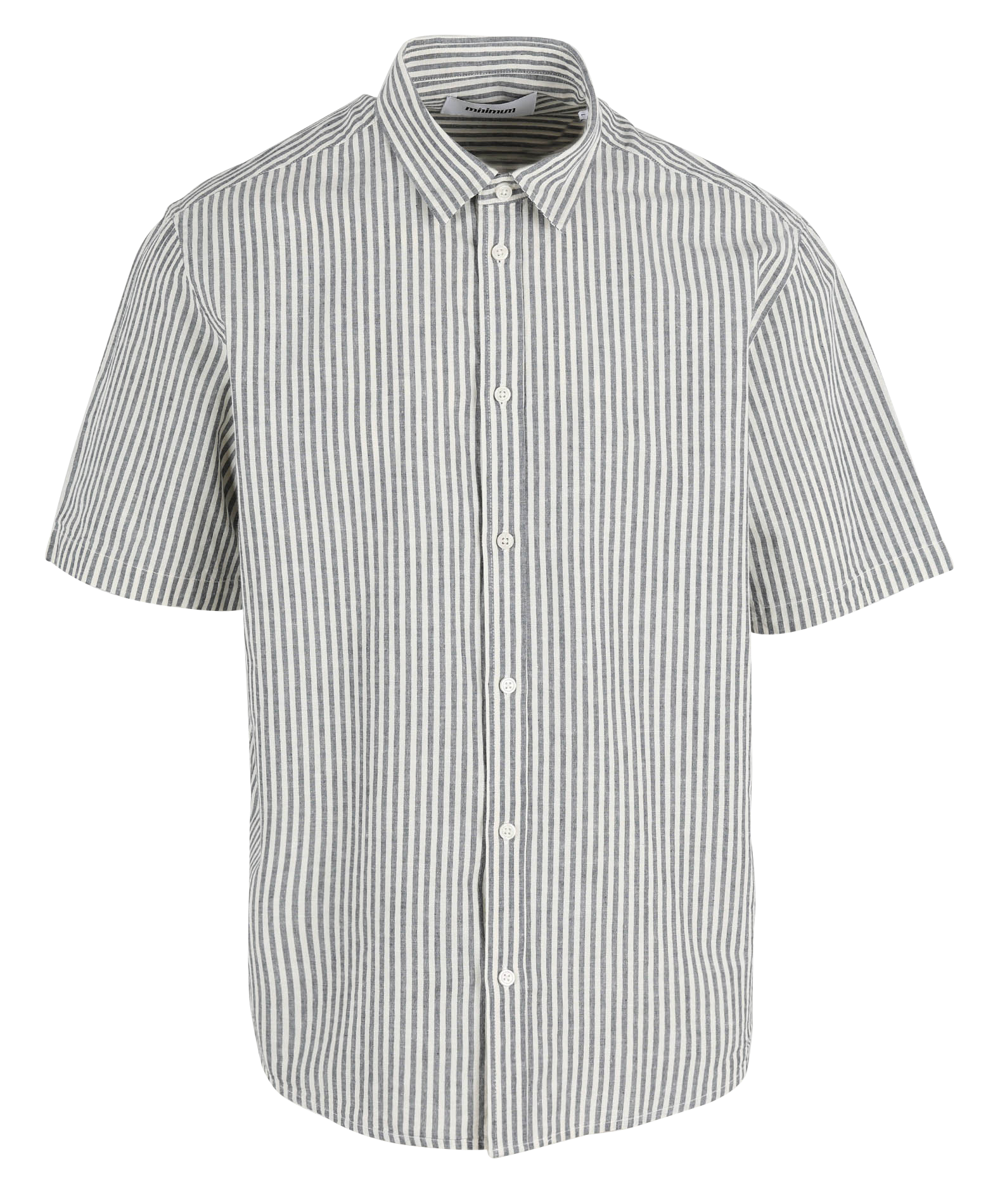 Regular-fit striped organic cotton and linen shirt with classic collar MINIMUM Blue