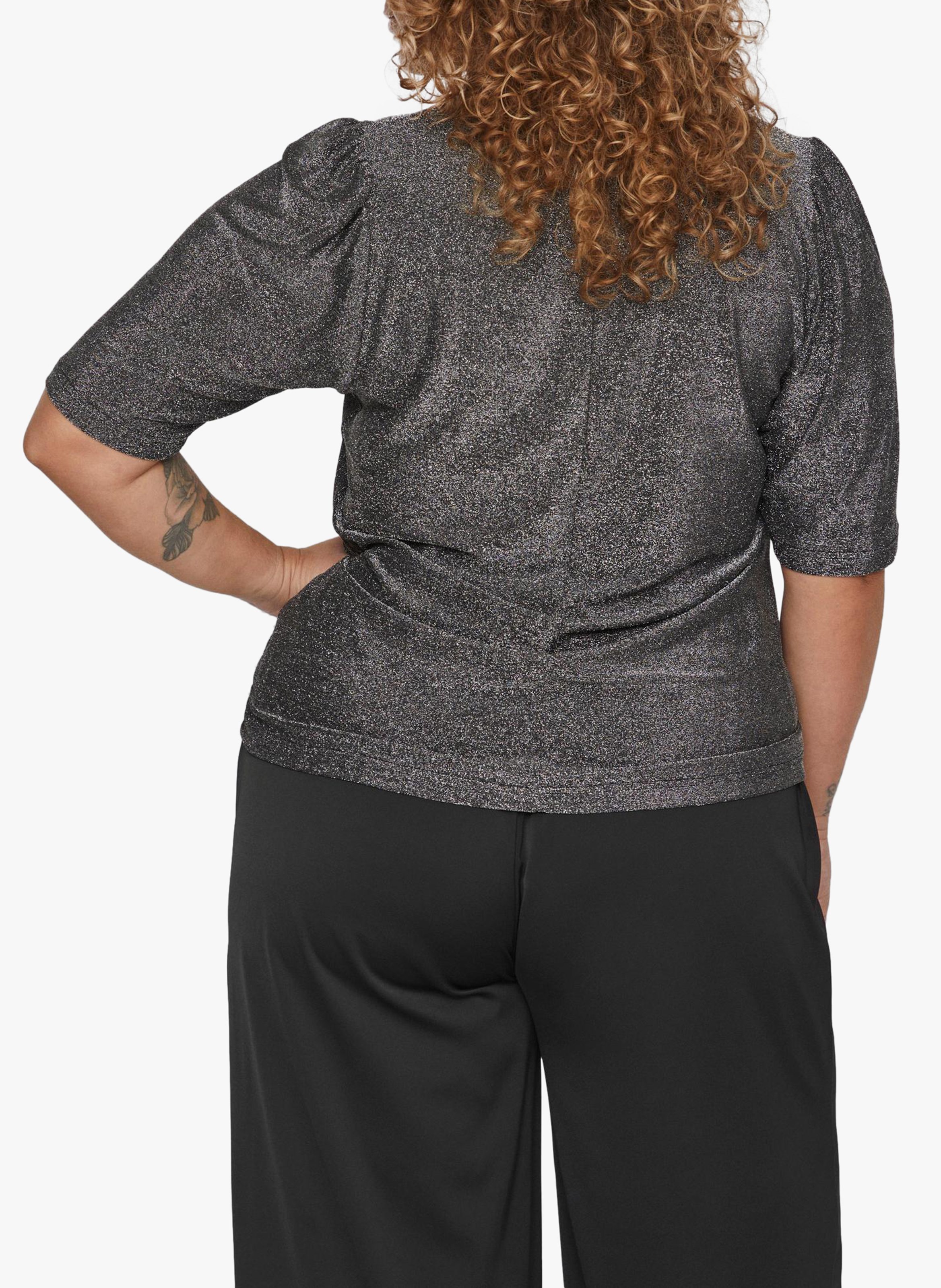 Top col V à paillettes  EVOKED Argent