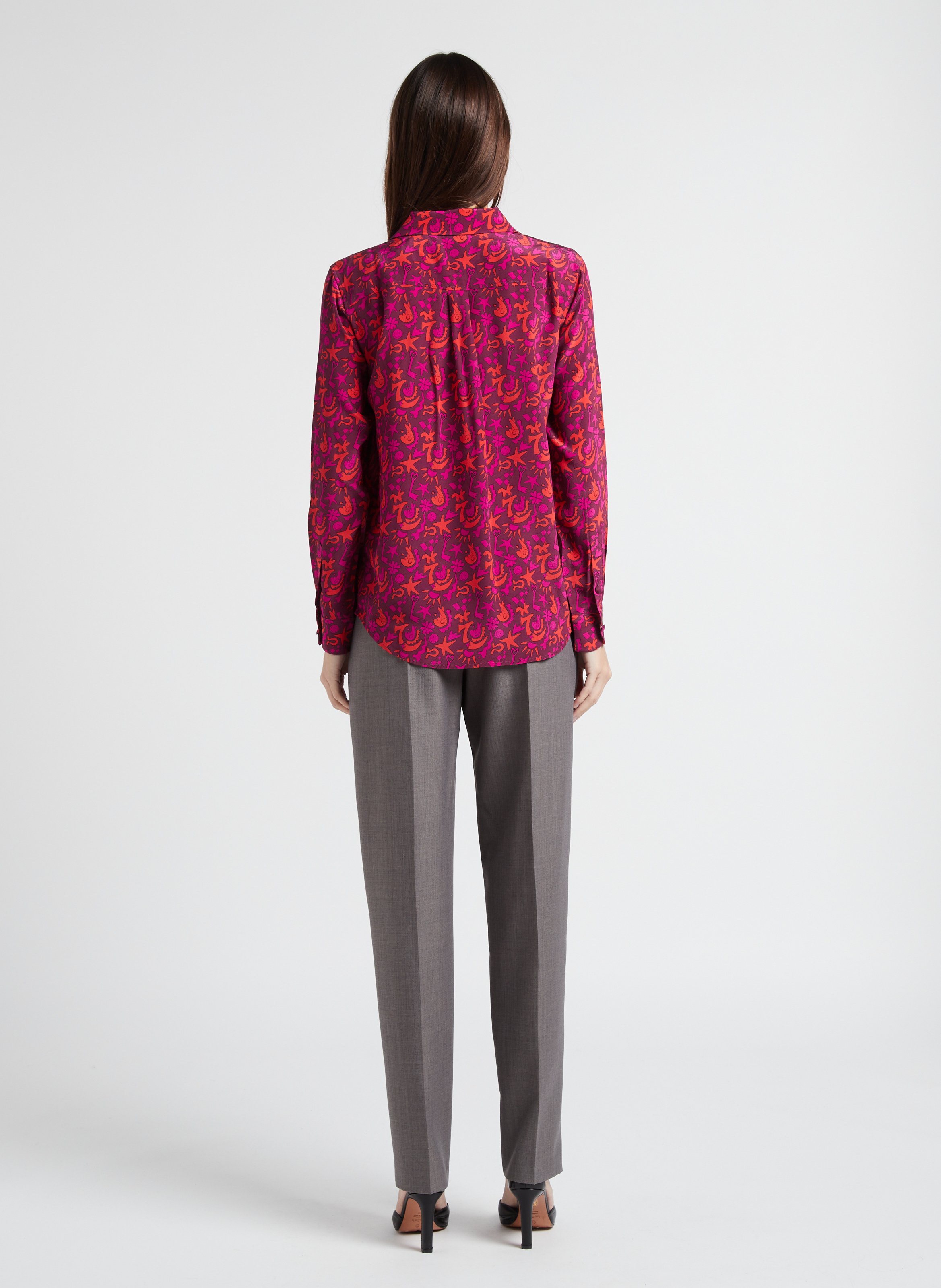 Blouse met klassieke kraag en print SOI PARIS Roze