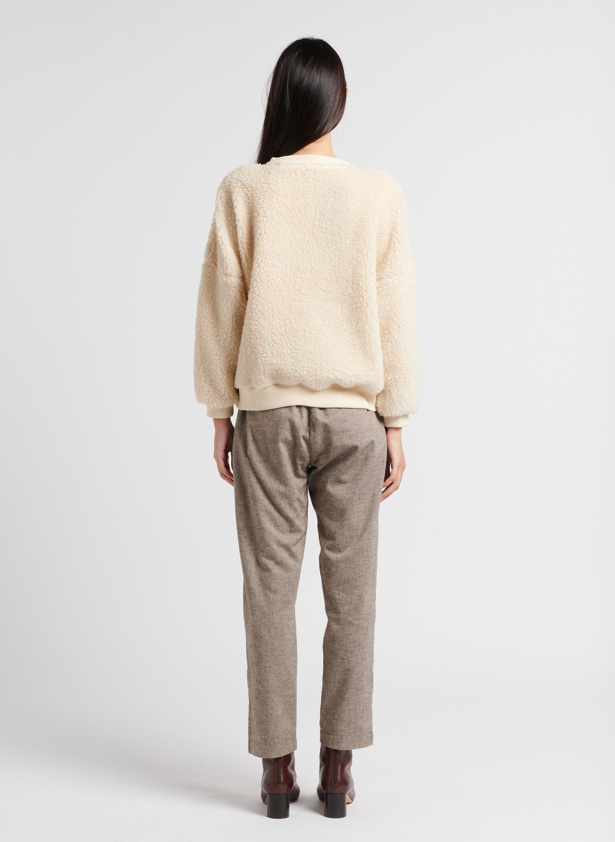 Pleated cotton pants Beige