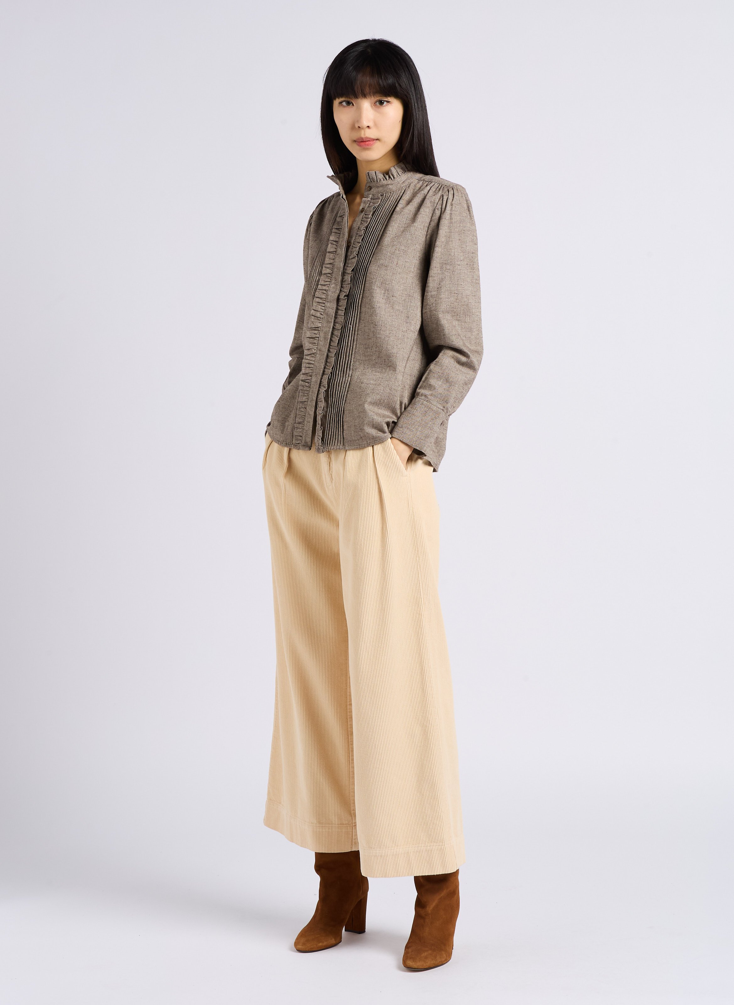 Wide-leg corduroy pants EMILE ET IDA White