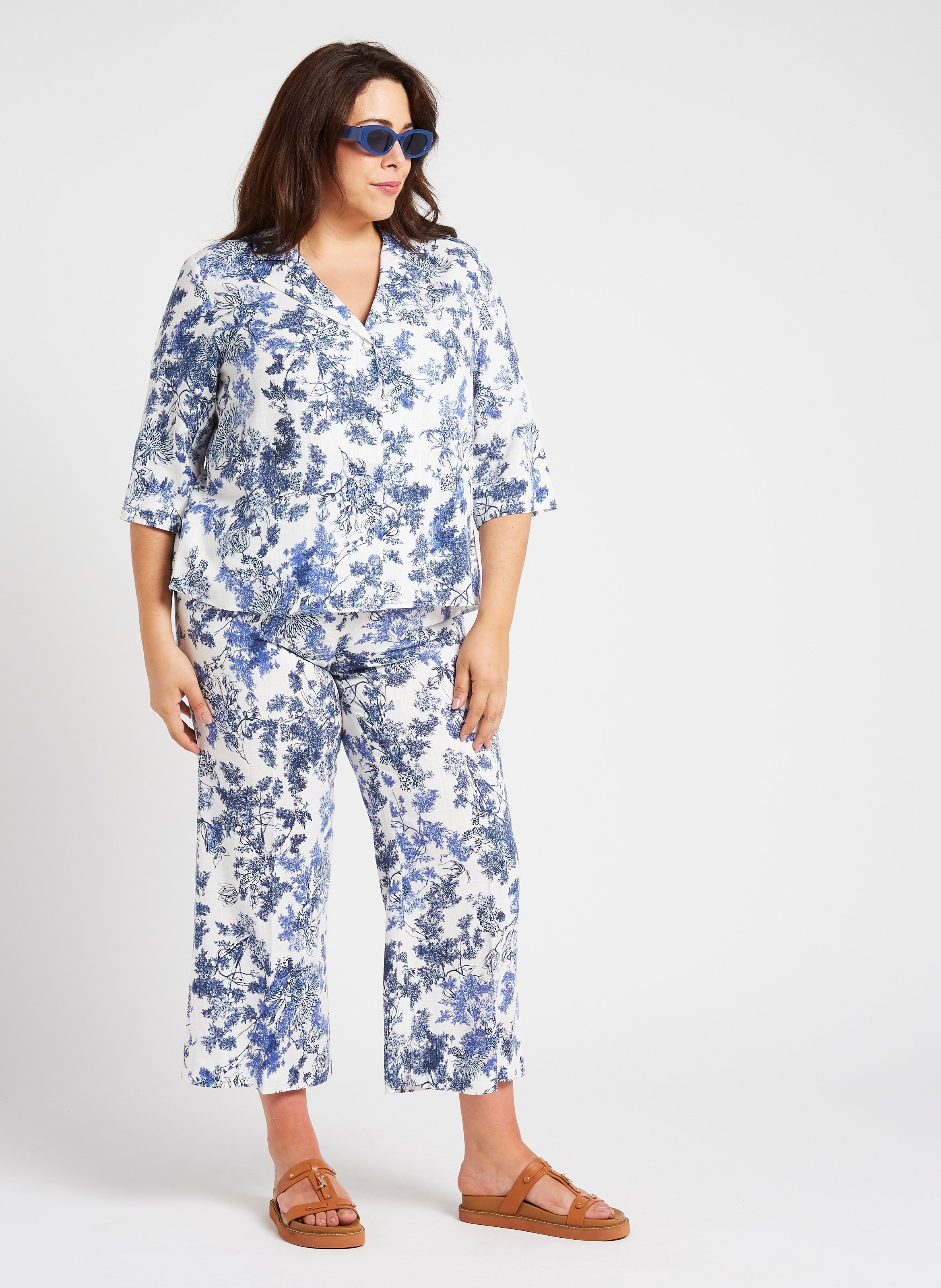 Straight shirt with tailored collar PERSONA by Marina Rinaldi White