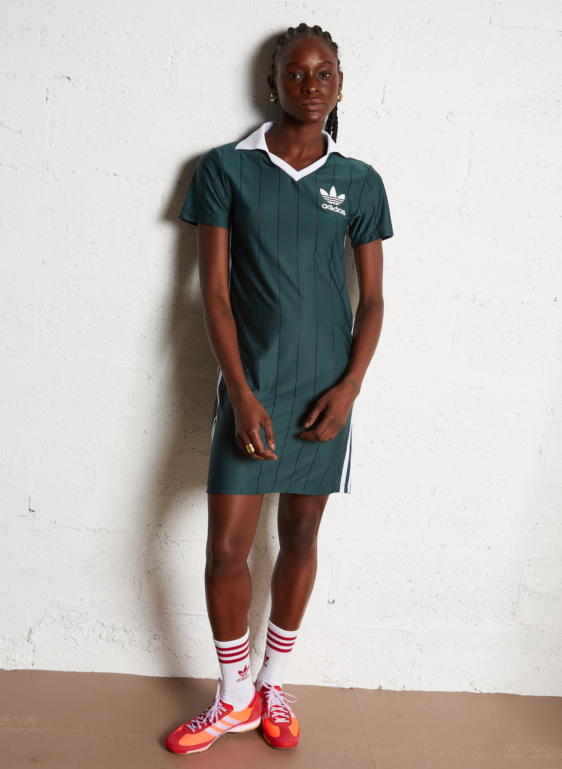 Short Striped Dress Mineral Green Adidas Women IX5507 MINGRE MINERAL GREEN Place des Tendances Europe