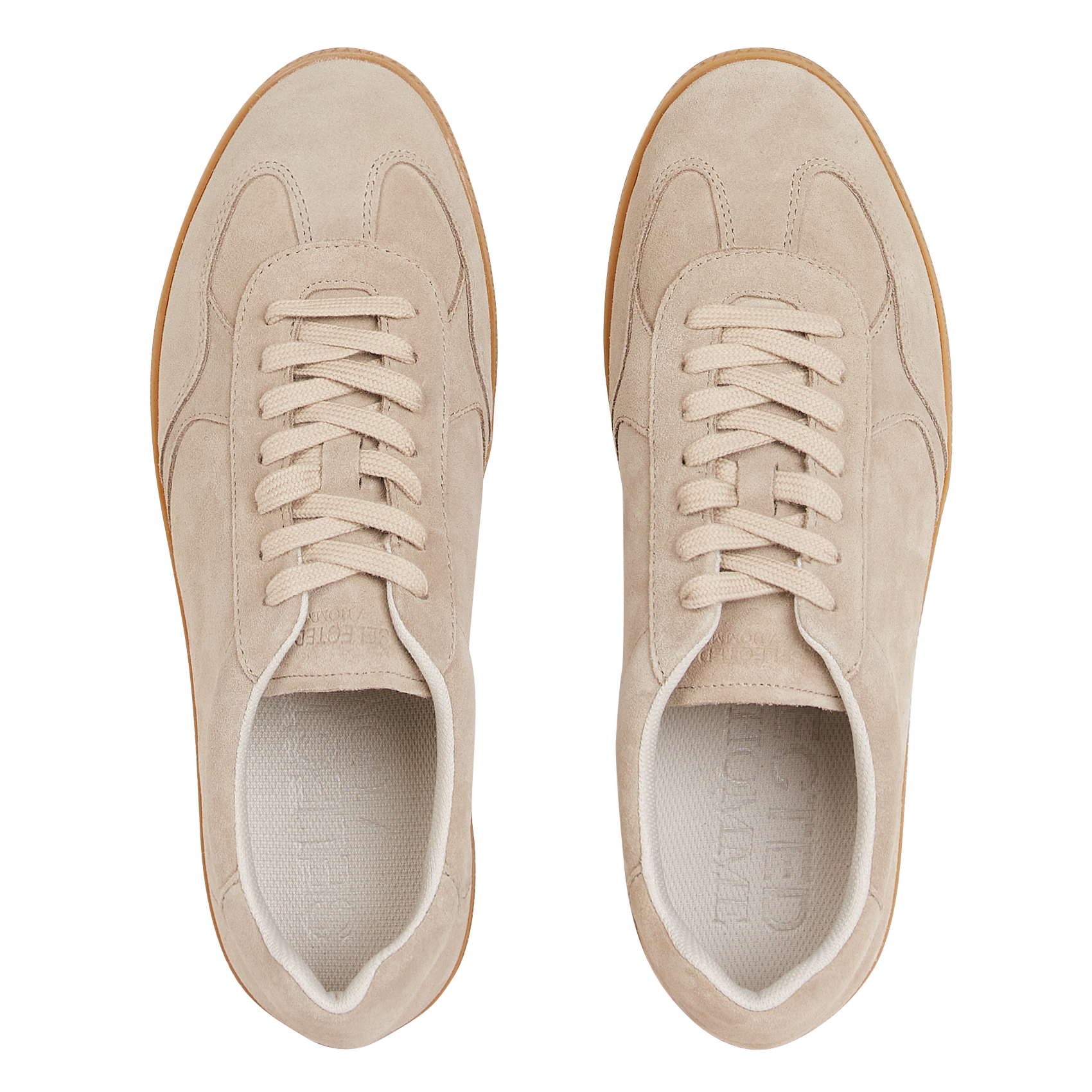 Suede leather low-top sneakers SELECTED Beige