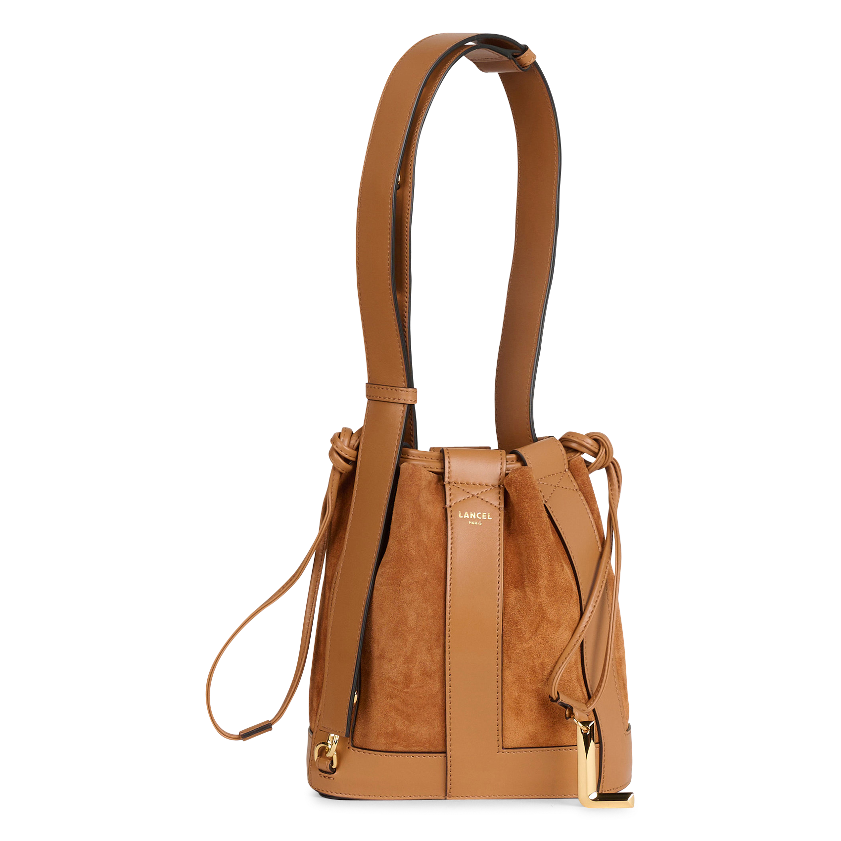 Sac seau taille S en cuir LANCEL Beige