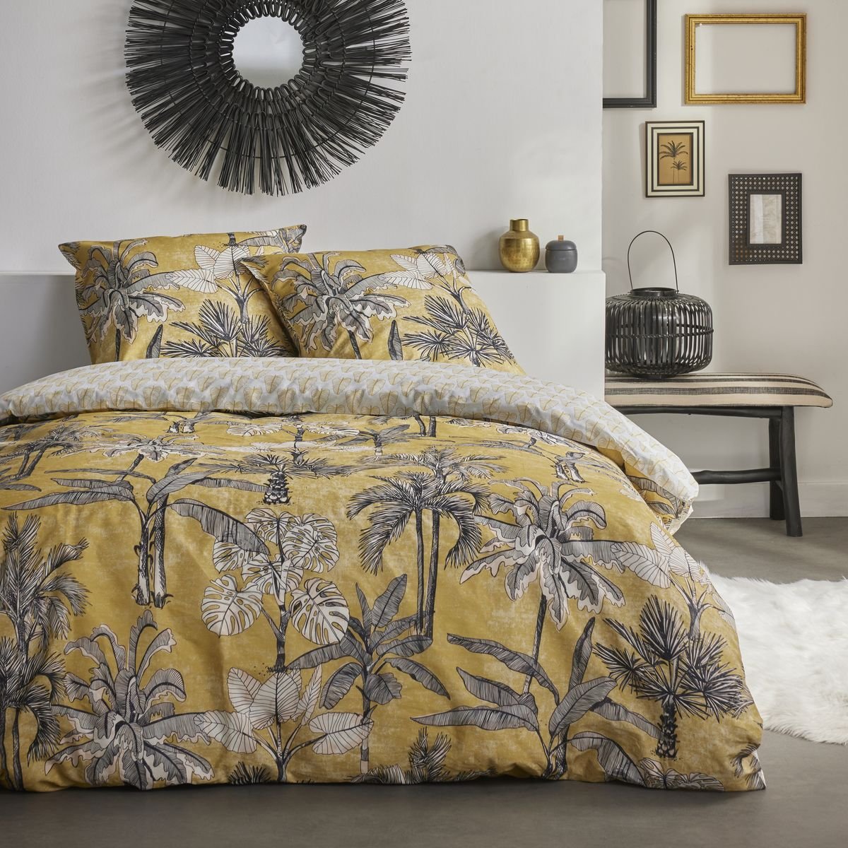 Printed cotton bed set TODAY LINGE DE MAISON Yellow