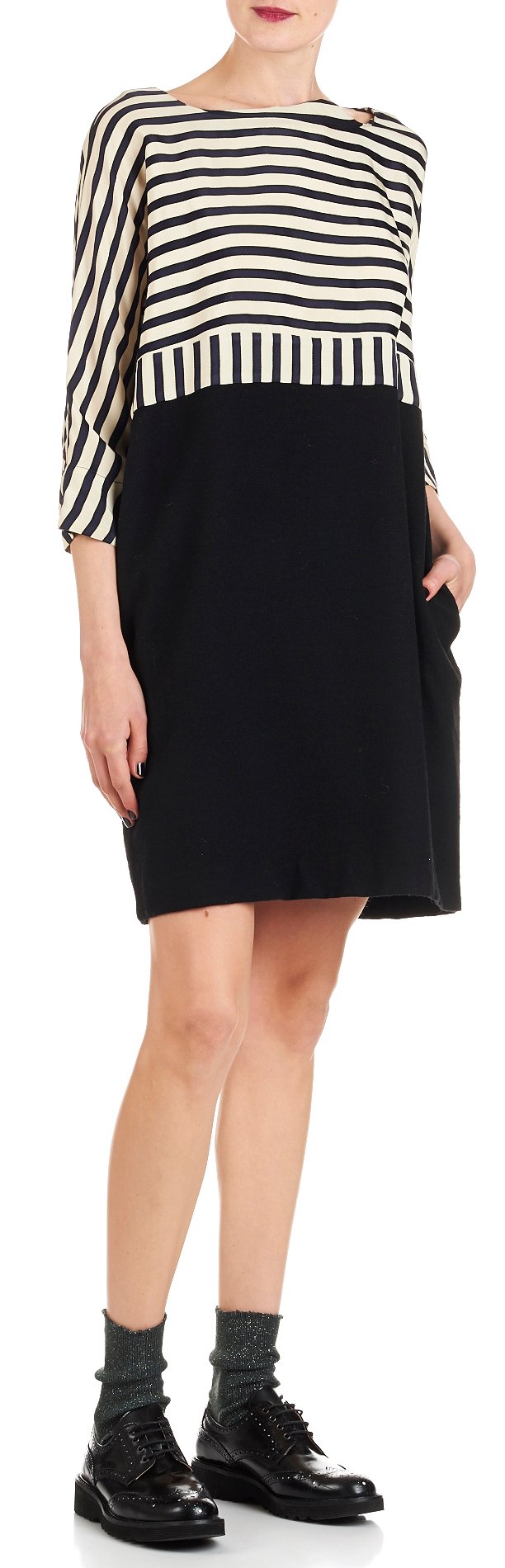 Dual material dress MOMONI Blue