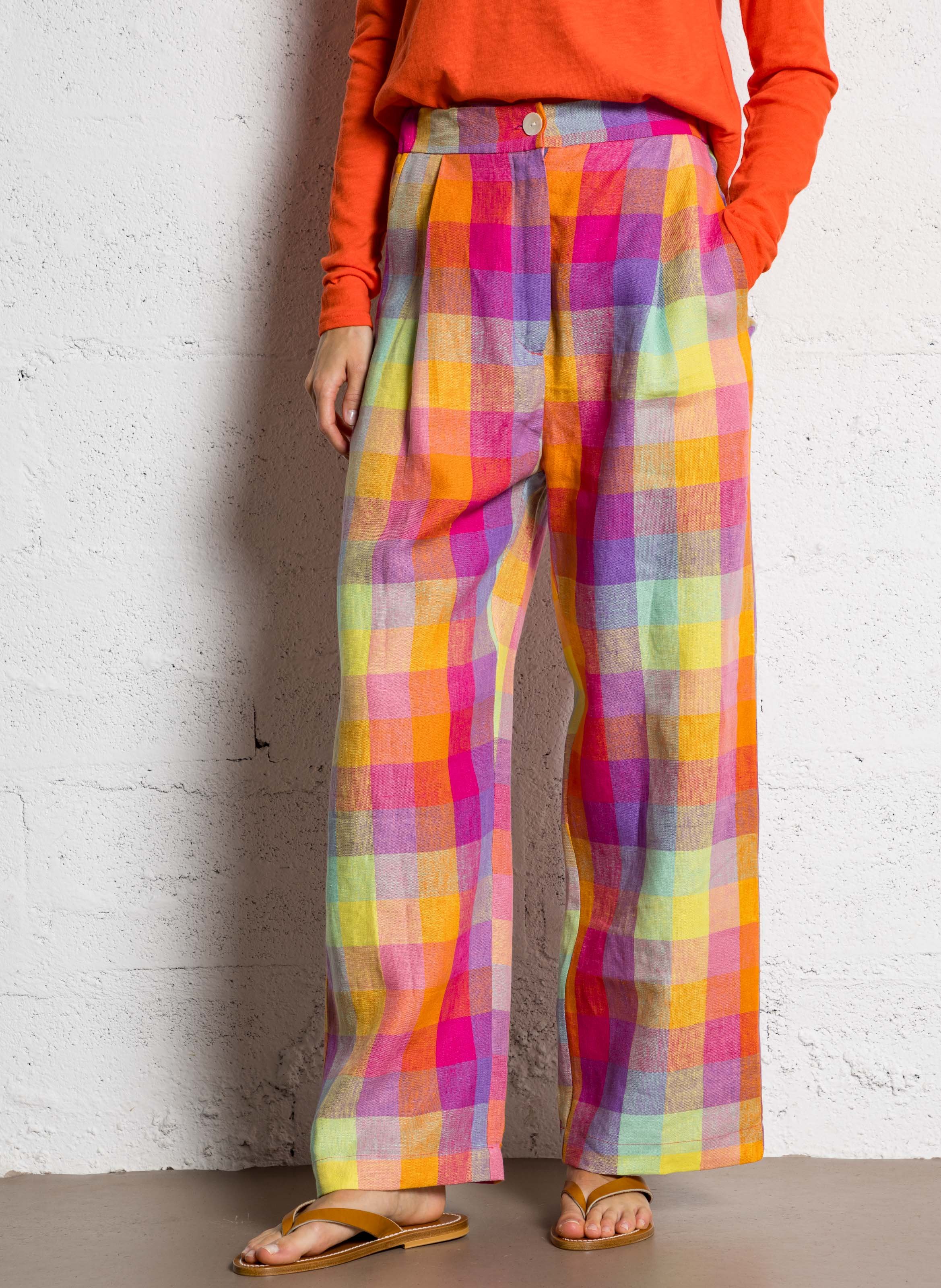 Weite Leinenhose mit Print AUTRE AURA
