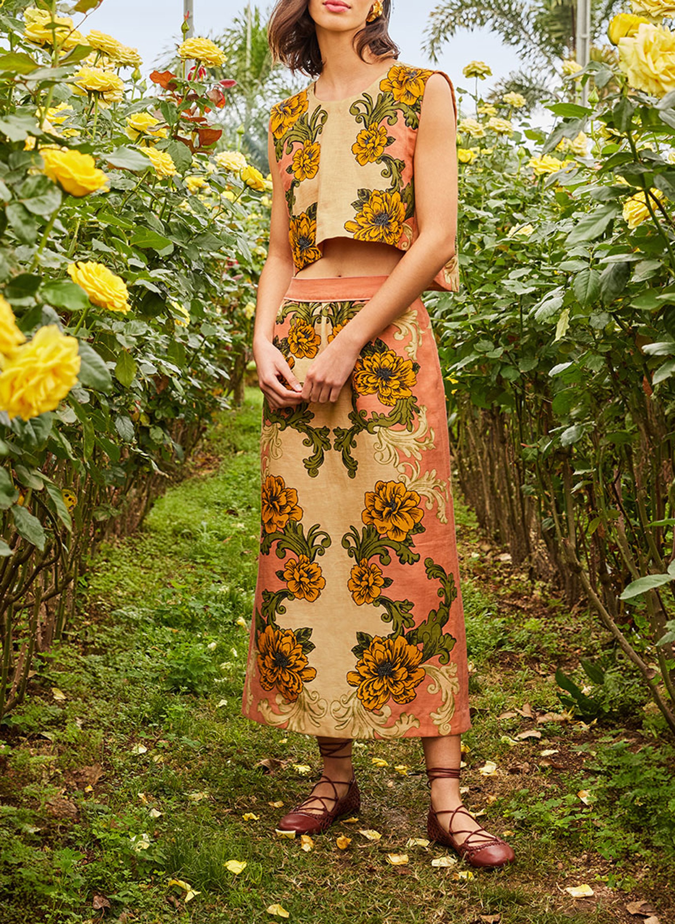 Jupe midi à imprimé floral  FARM RIO Multicolore