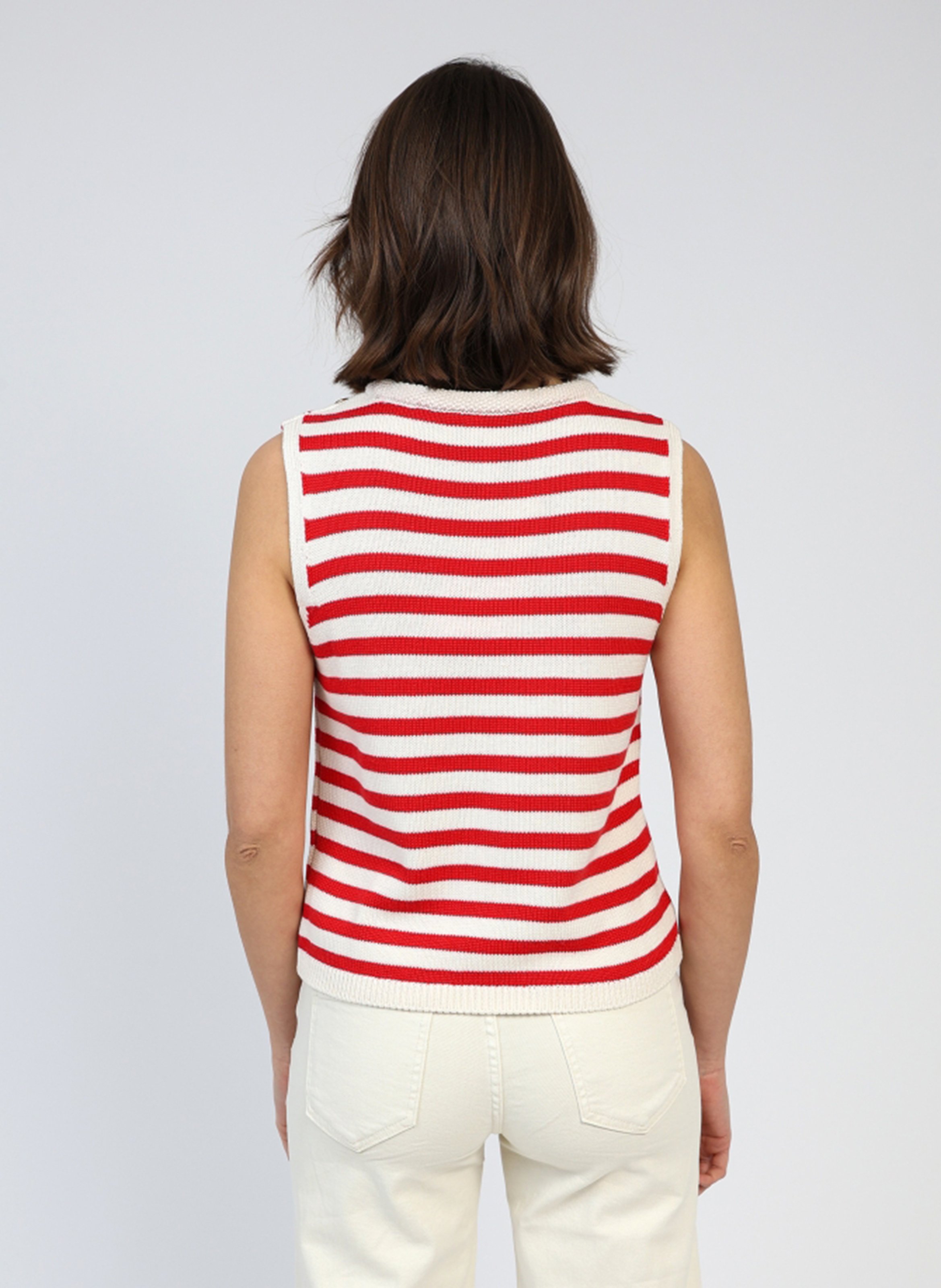 Striped straight tank top AN'GE Red