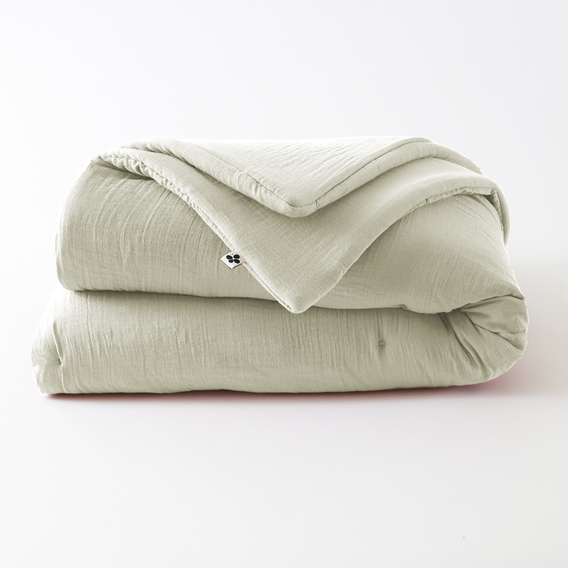 Cotton gauze bedspread or end-of-bed throw L'EFFET PAPILLON Green