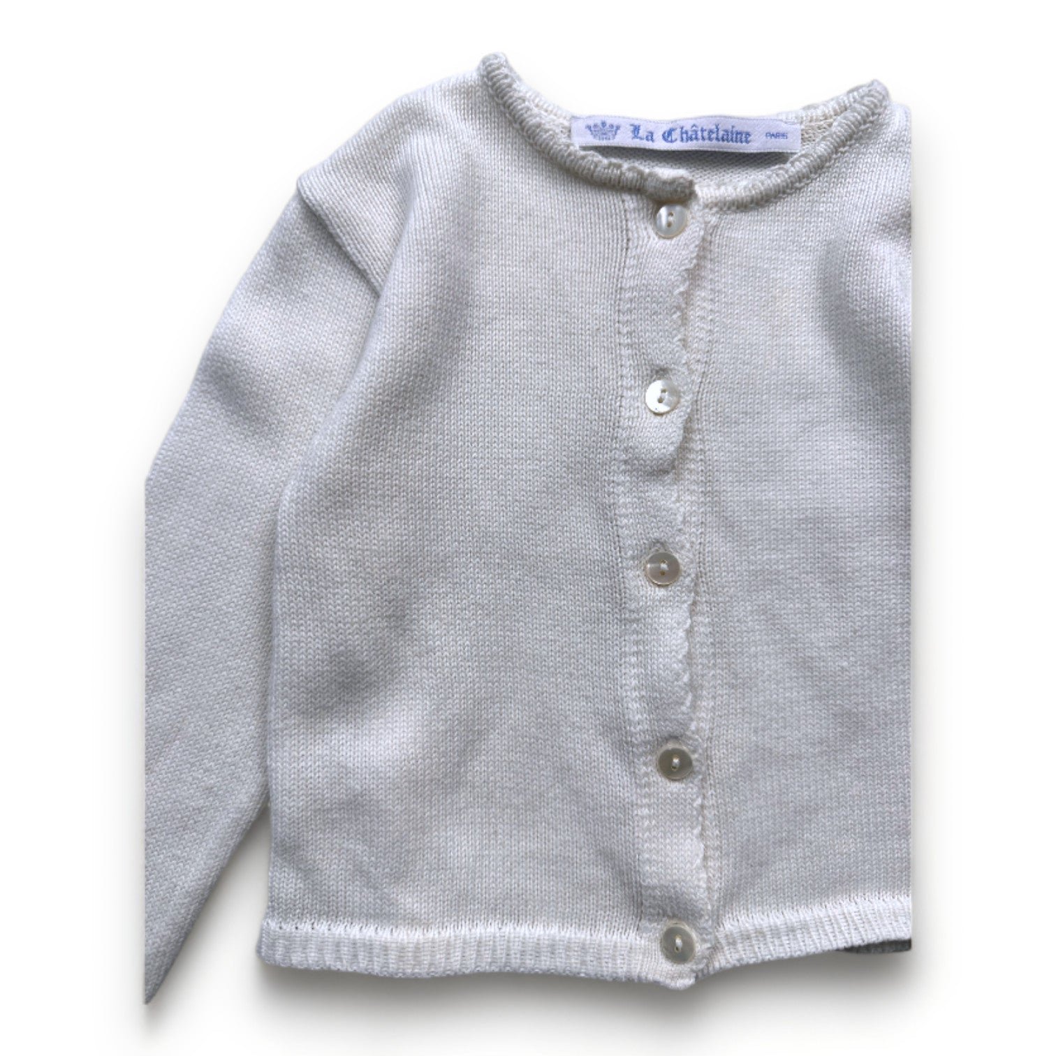 White Baby Cardigan - 12 months LA CHATELAINE - Seconde main White
