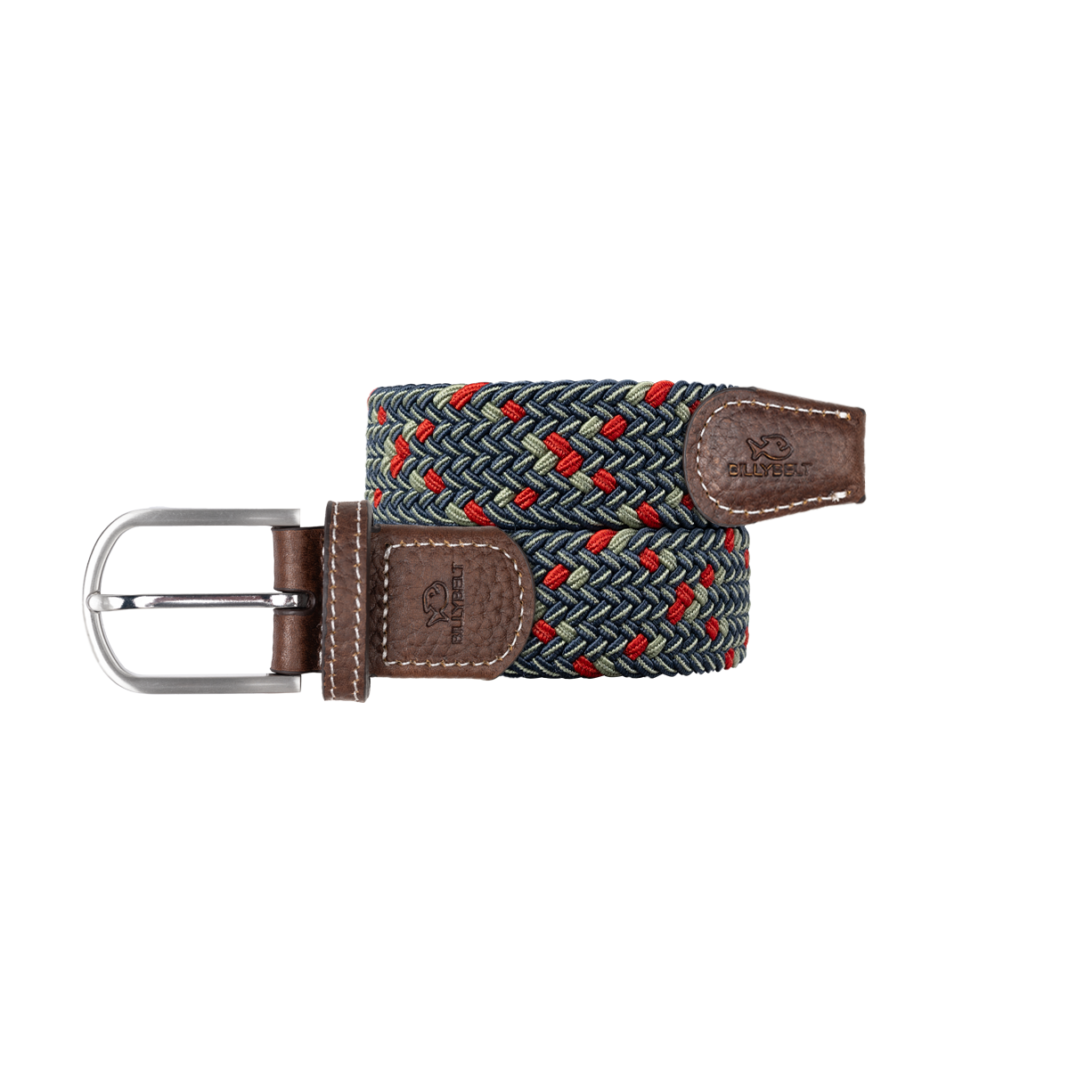 Multicolored braided elastic belt BILLYBELT Green