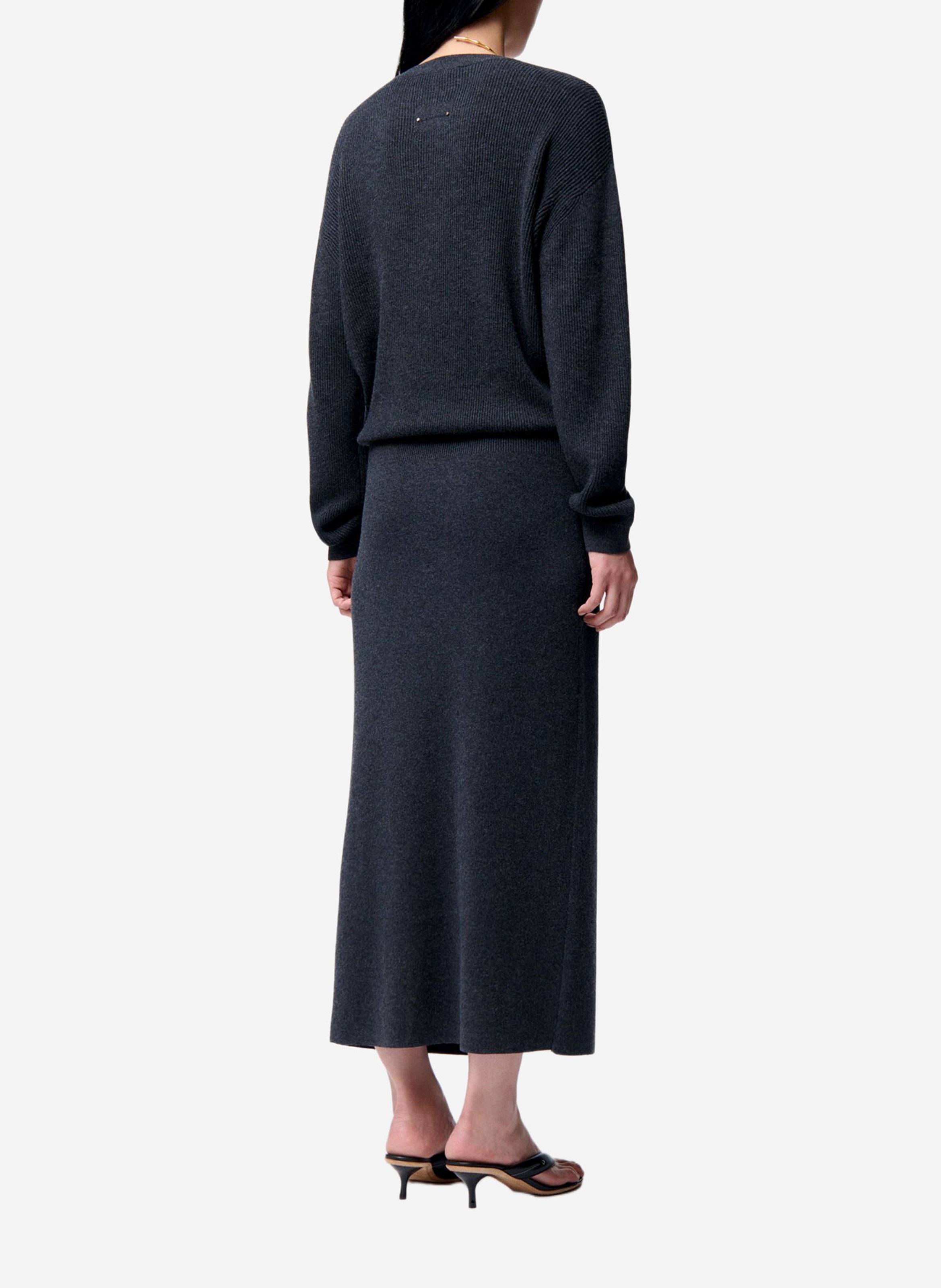 Midi jurk met Tunesische kraag van gemengde wol VANESSA BRUNO Grijs