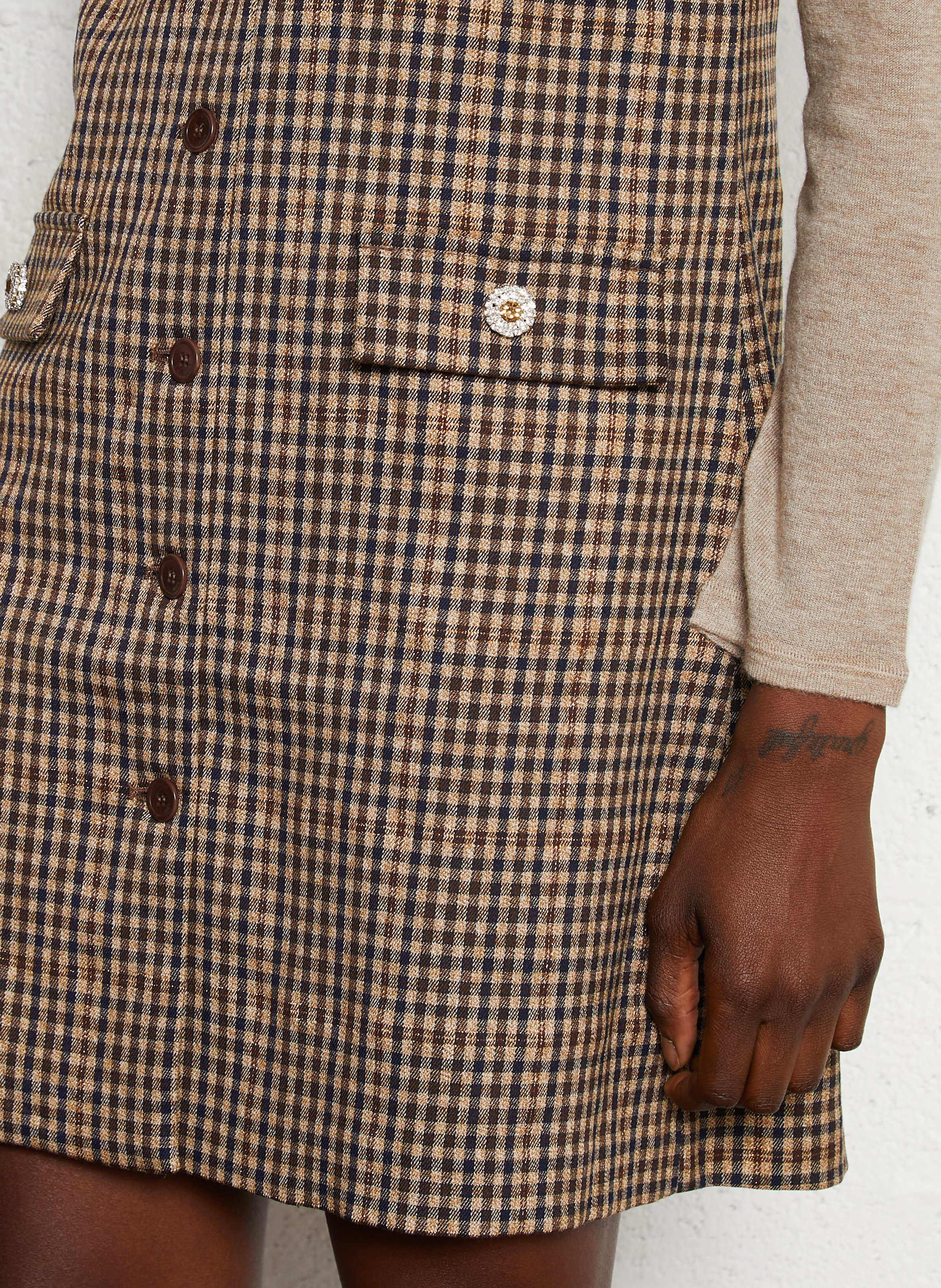 Ausgestelltes Kurzkleid mit V-Ausschnitt LIU JO Braun