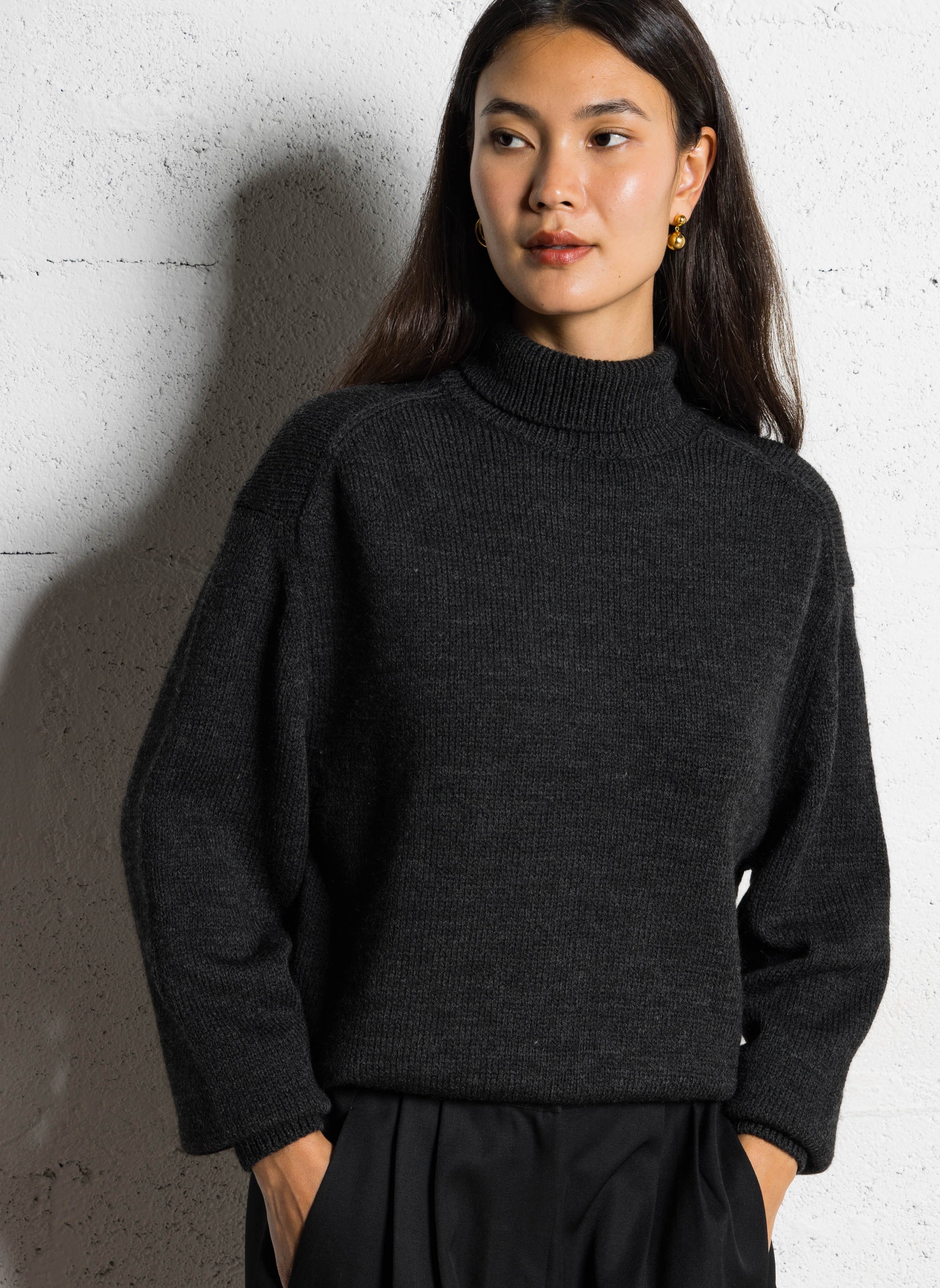 Col roulé ample en alpaga mélangé MASSCOB Noir