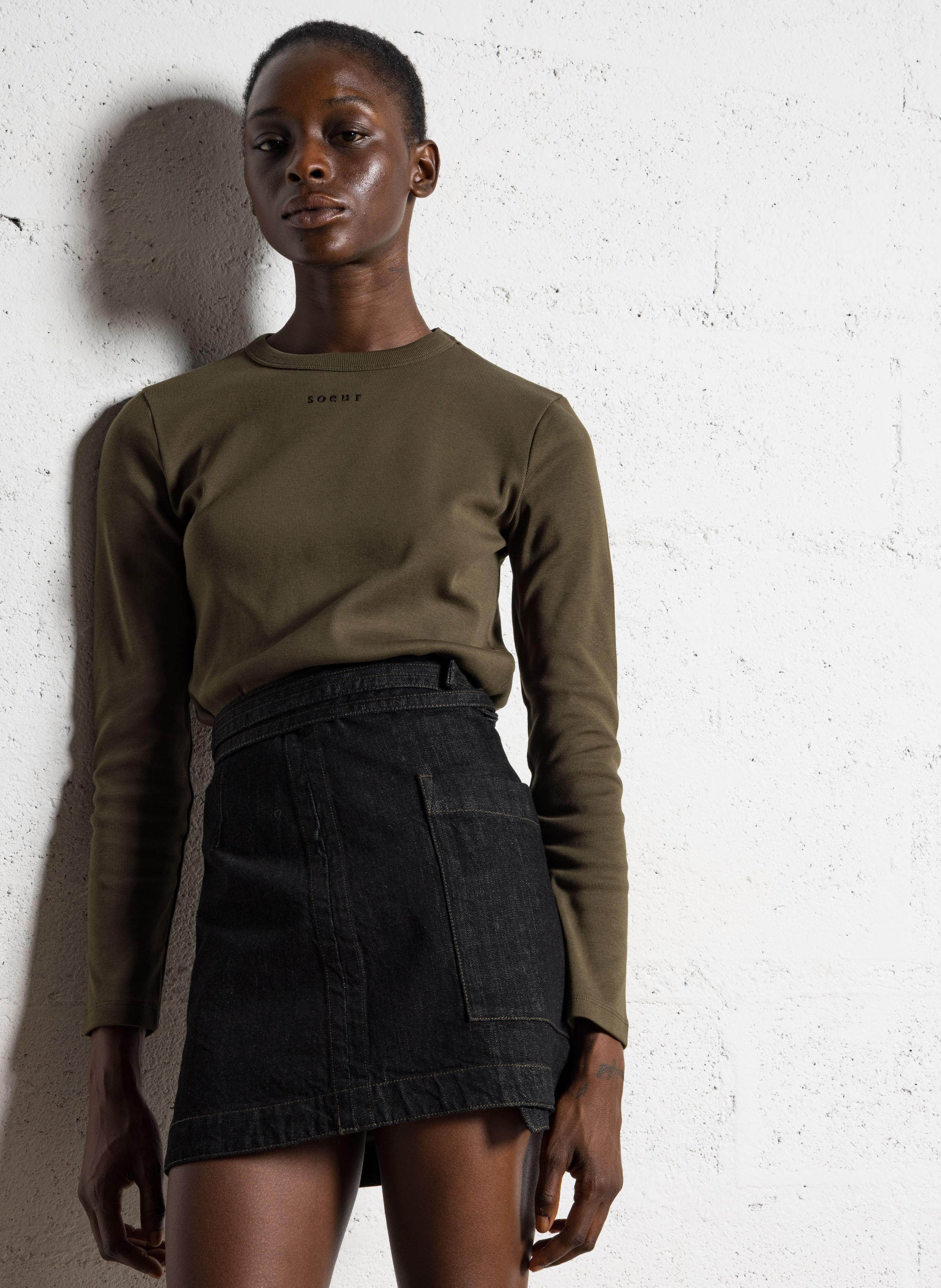 tee-shirt droit en coton bio SOEUR Kaki