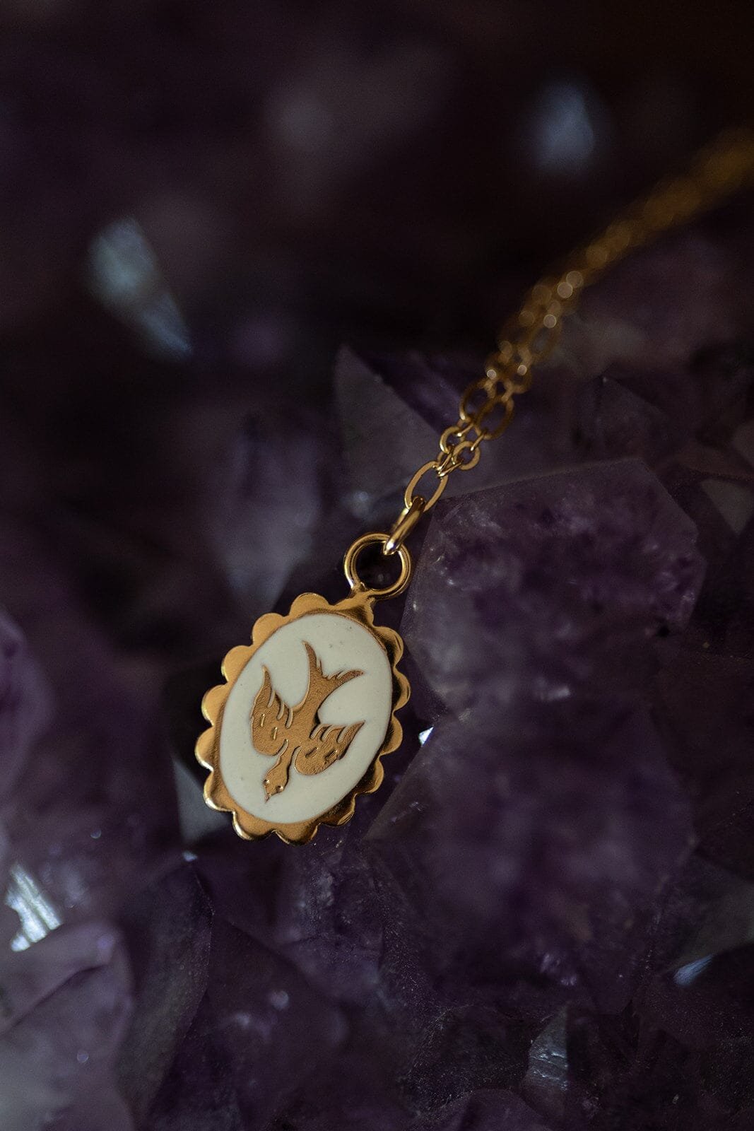 Silver-plated dove necklace MONSIEUR SIMONE White