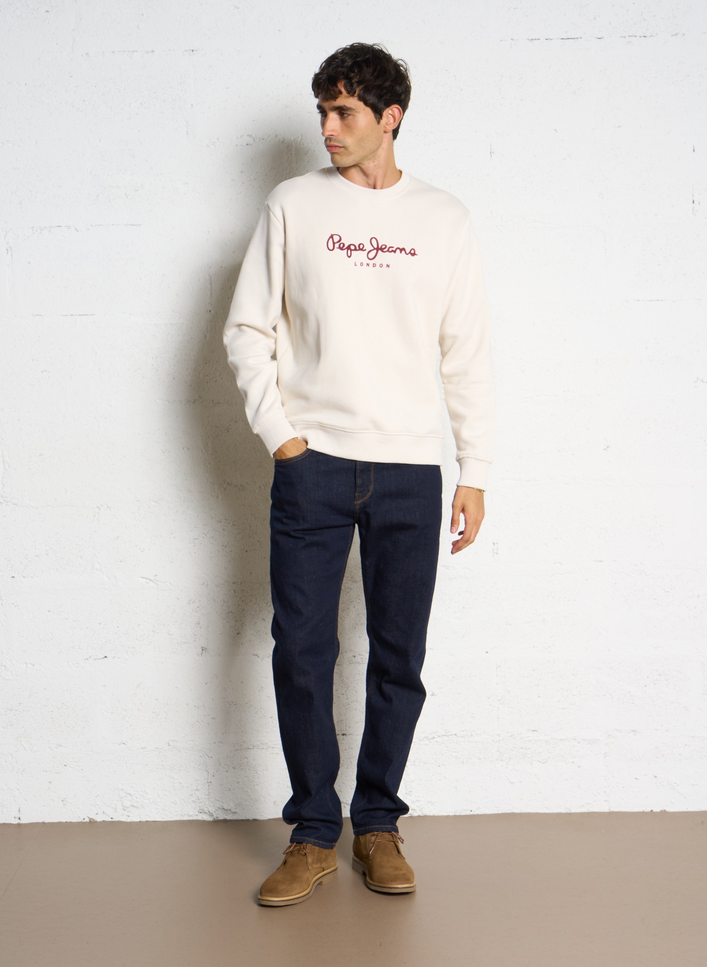 Raw straight leg jeans with stitching PEPE JEANS Blue