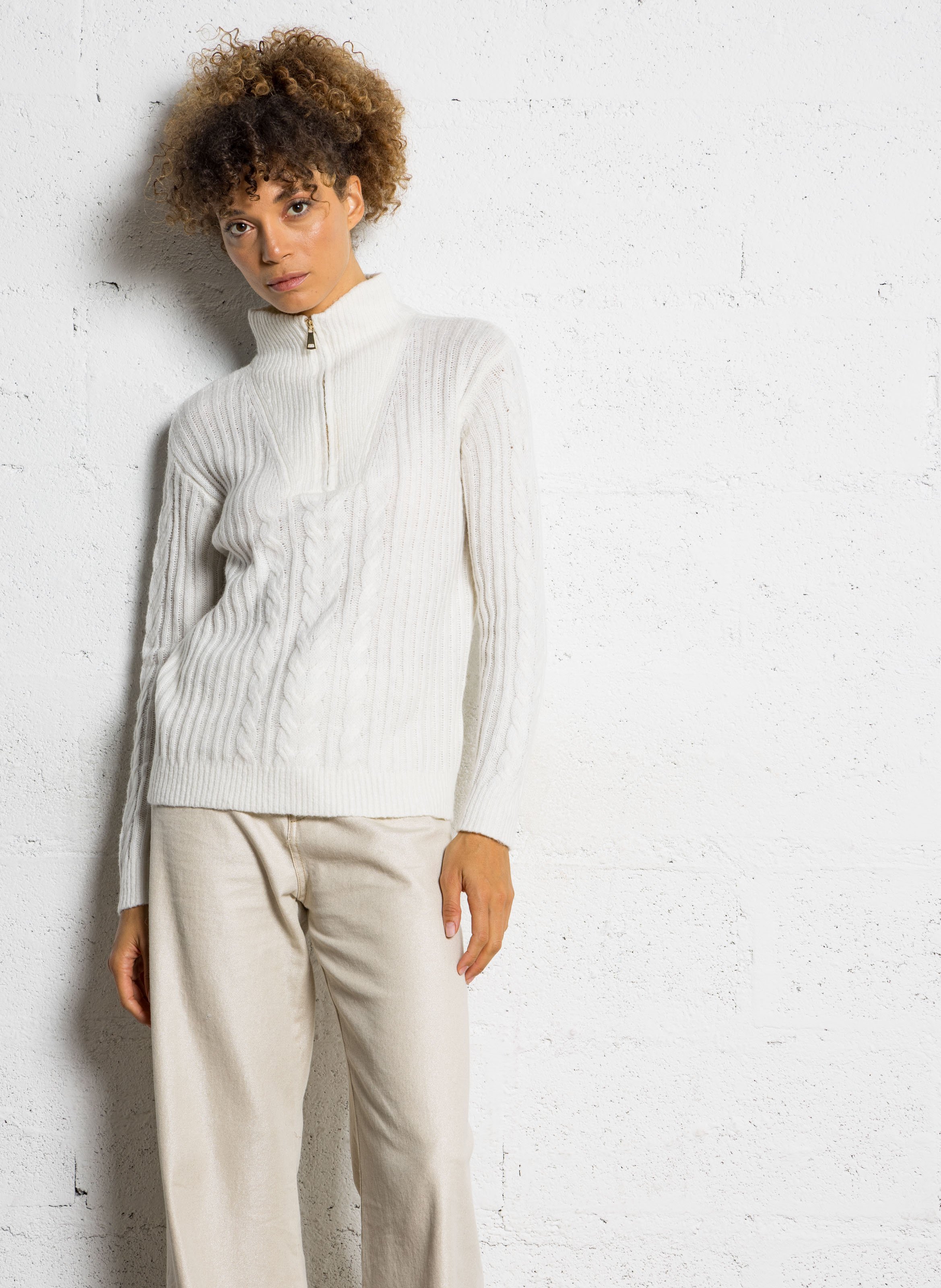 Gerade geschnittener Strickpullover SUD EXPRESS Weiss