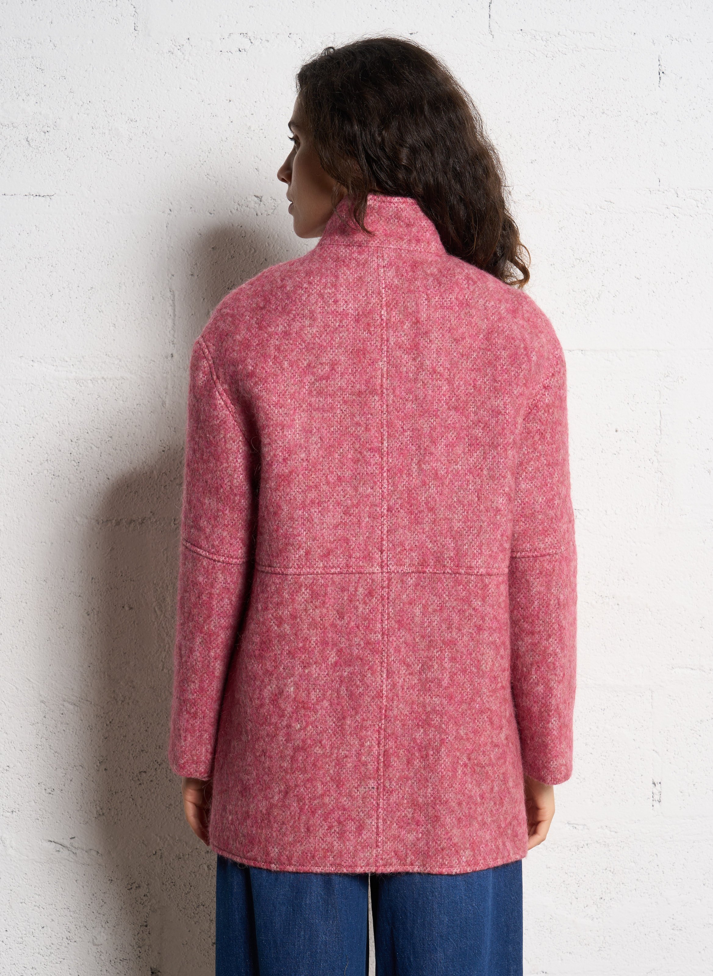 Solid straight coat with high collar MAISON 123 Red