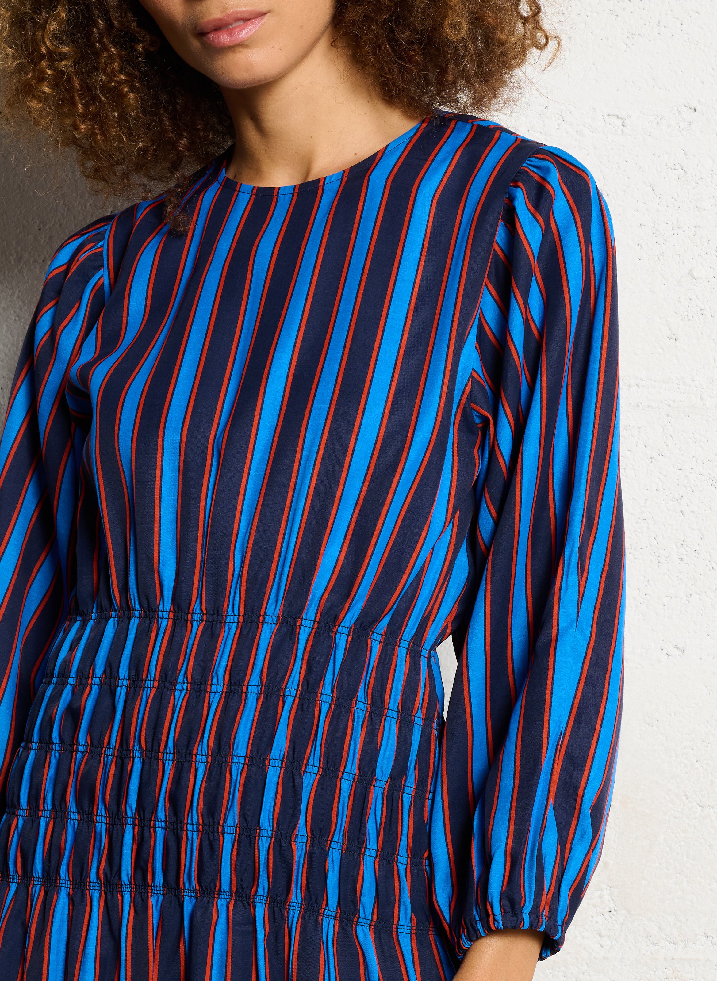 Robe midi fluide à rayures THE TINY BIG SISTER Bleu